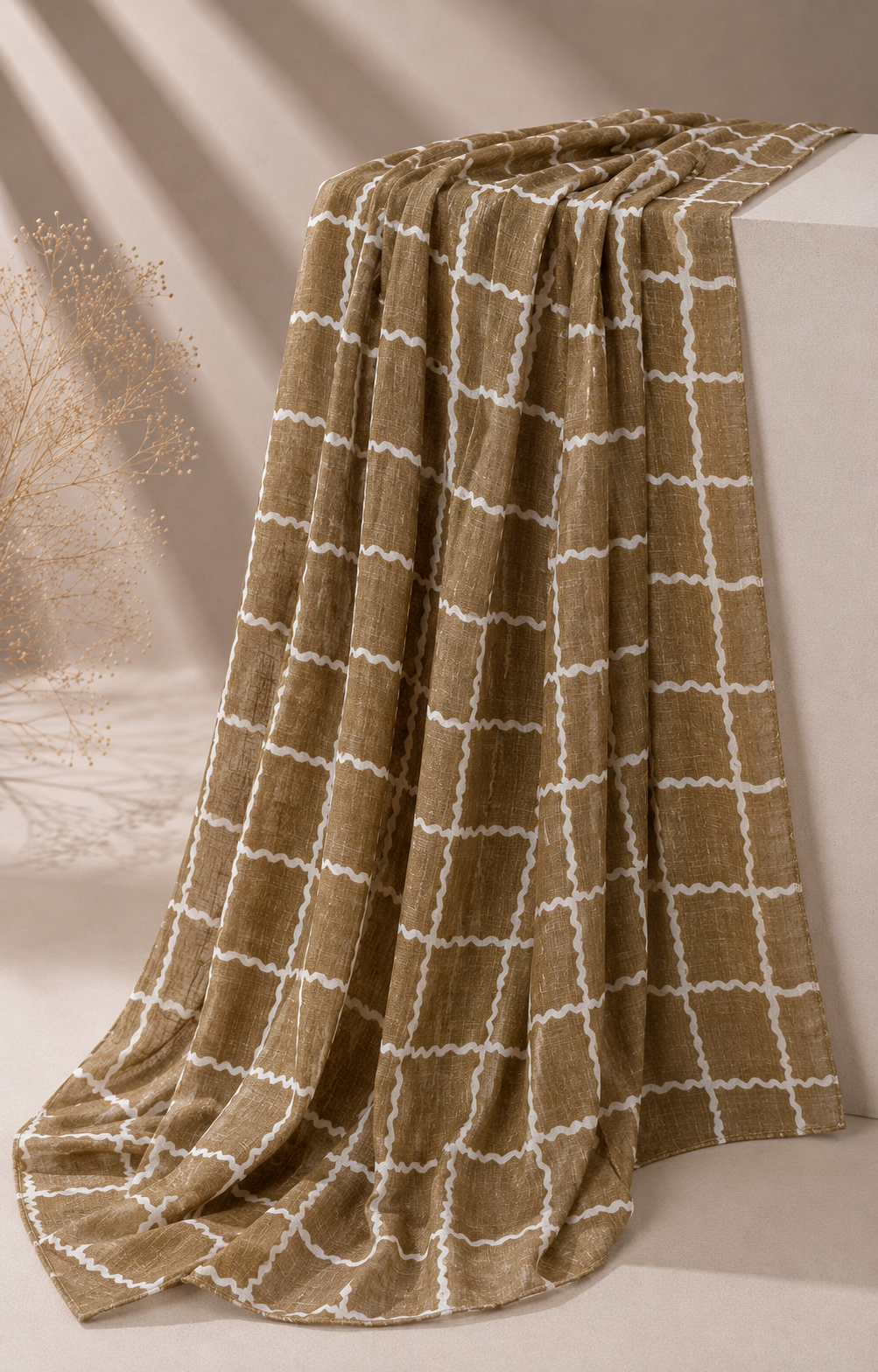 Printed Lawn Hijab - Honey