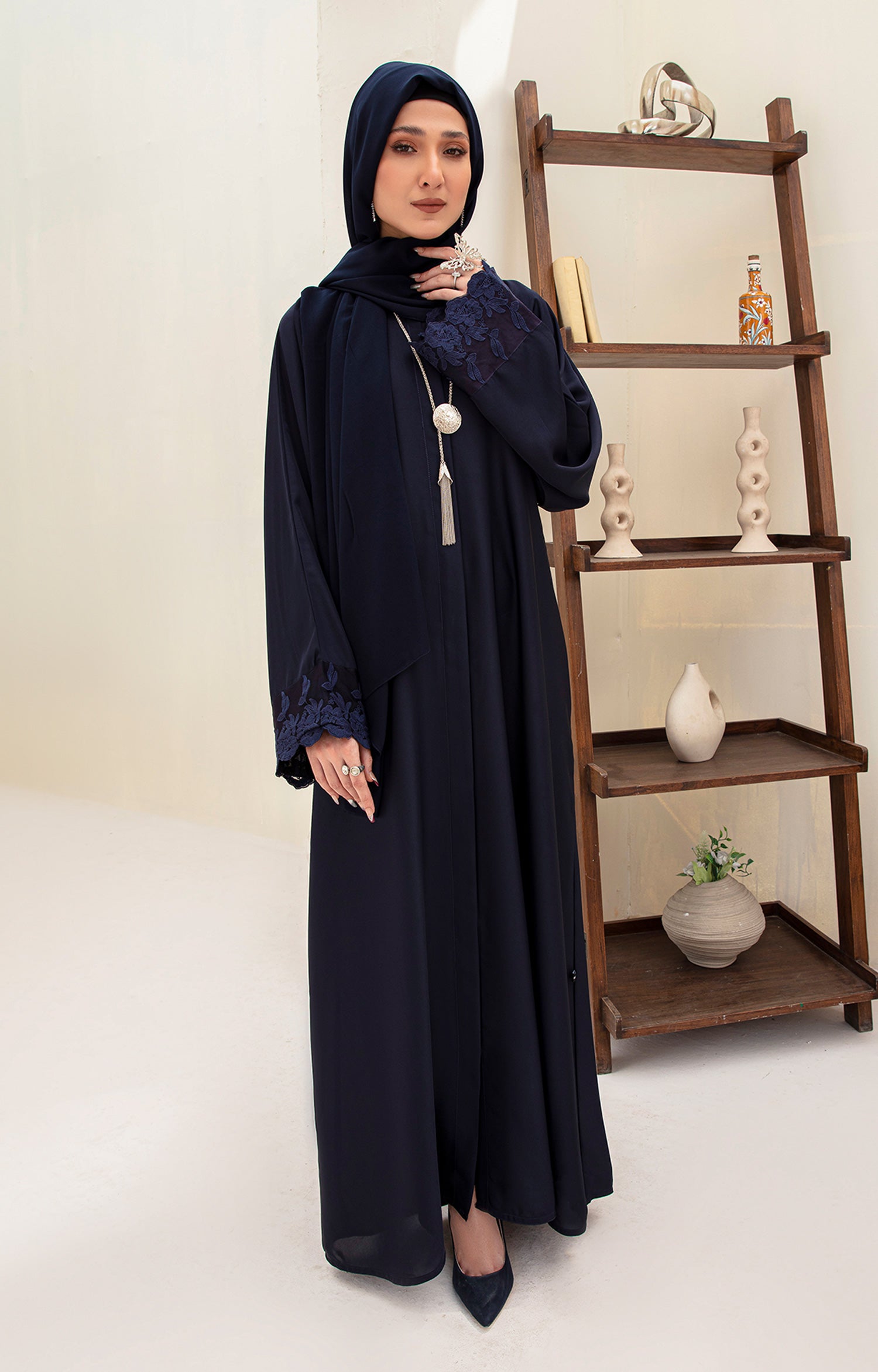 RAVEN BLUE FRONT OPEN ABAYA