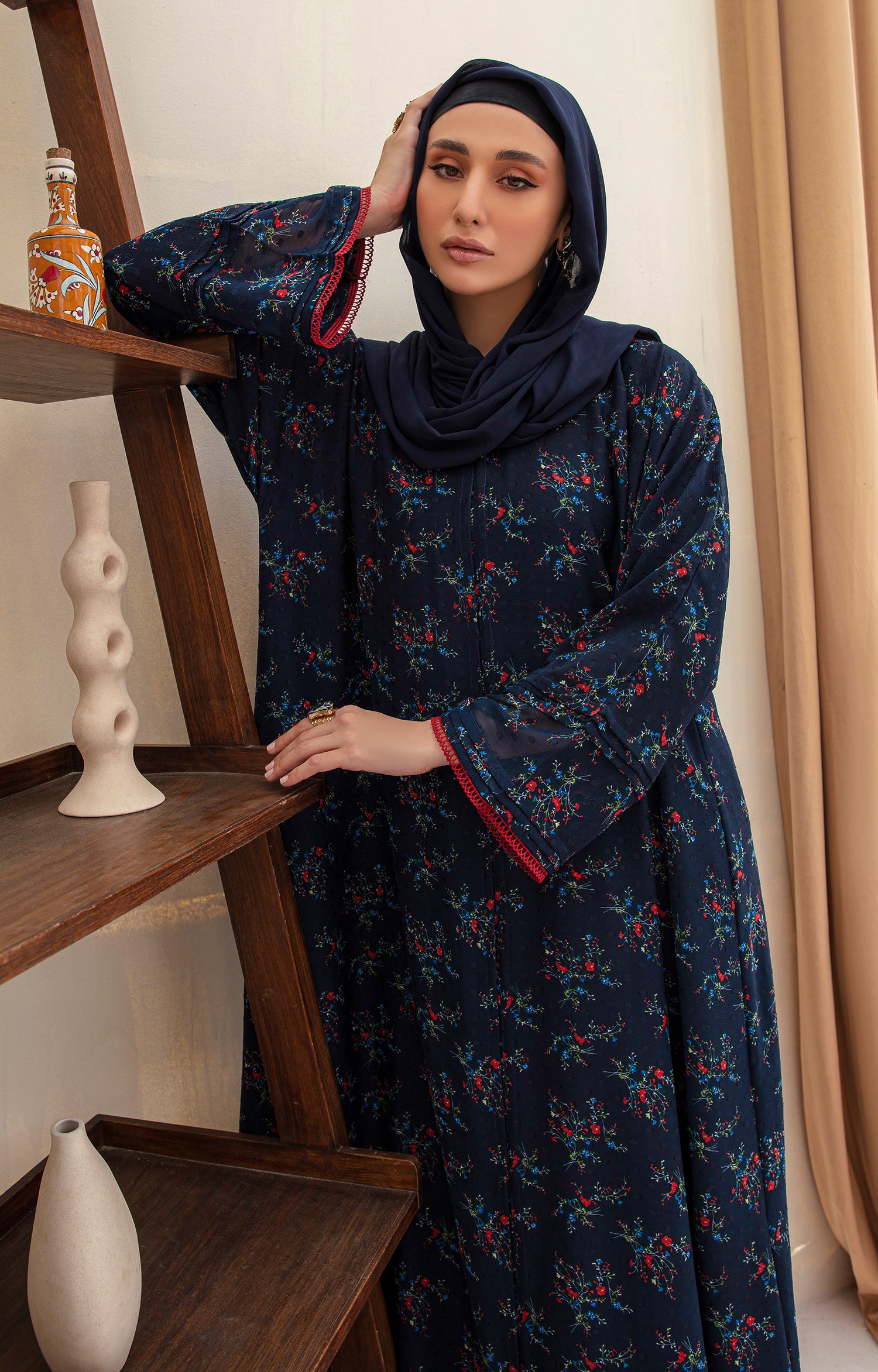 NELIAH PRINTED FRONT OPEN ABAYA