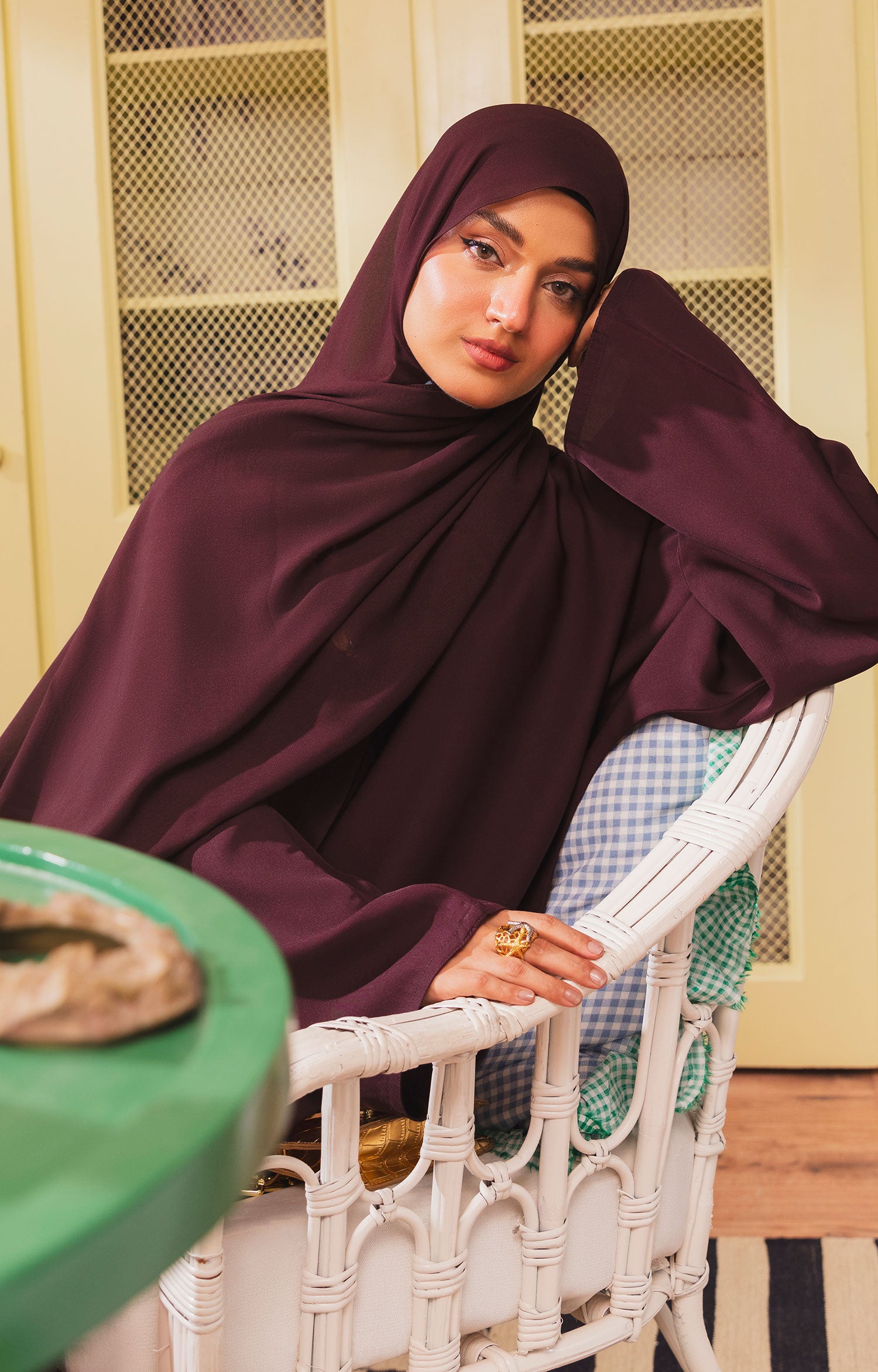 NEDINA PLUM FRONT OPEN ABAYA