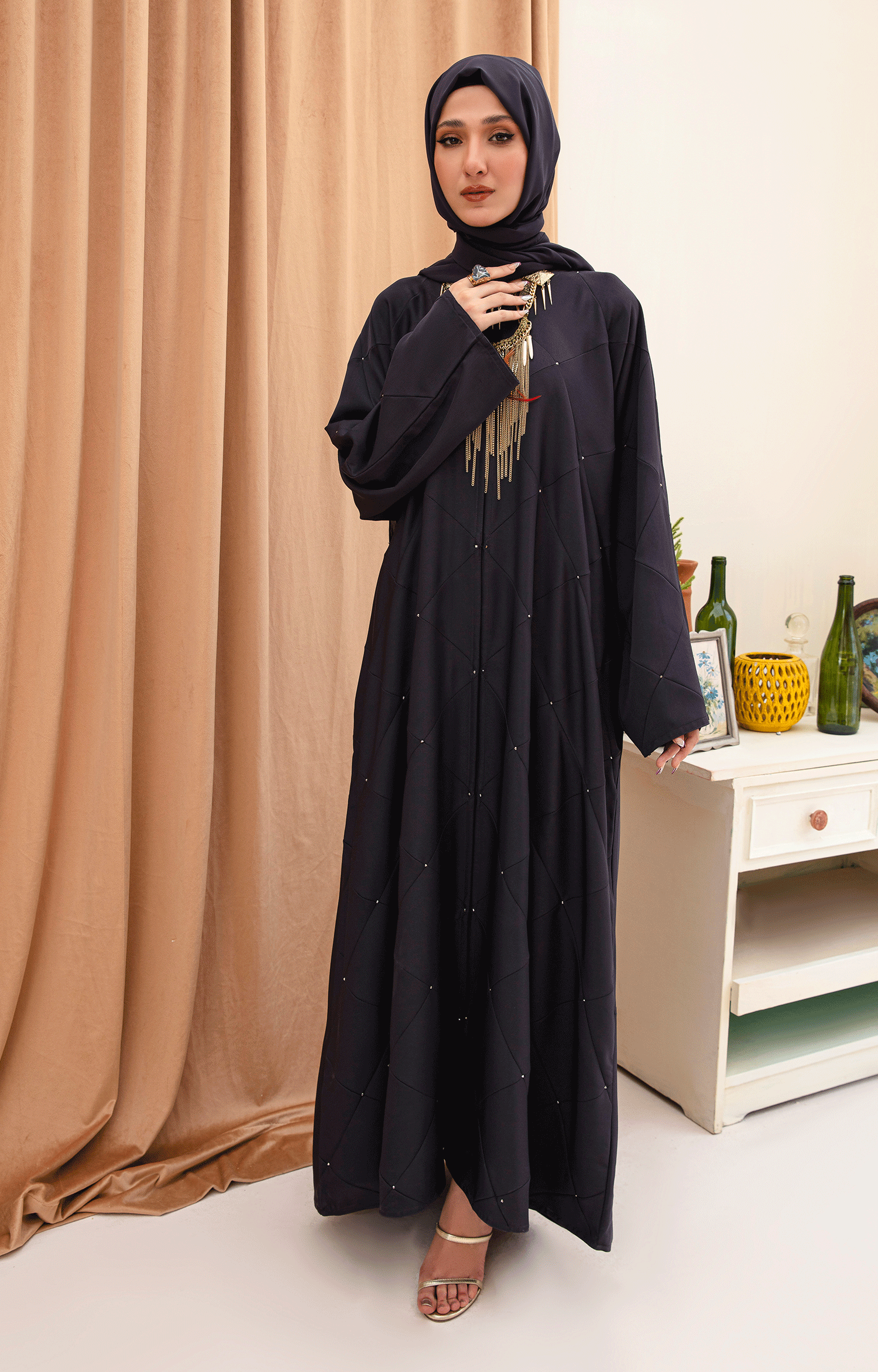 MISTY GREY FRONT OPEN ABAYA