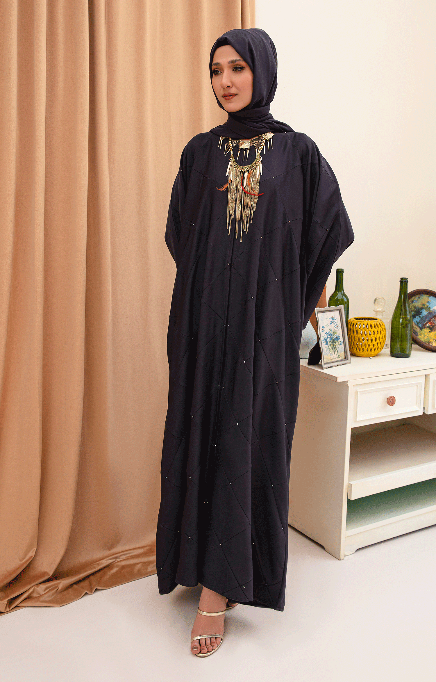 MISTY GREY FRONT OPEN ABAYA
