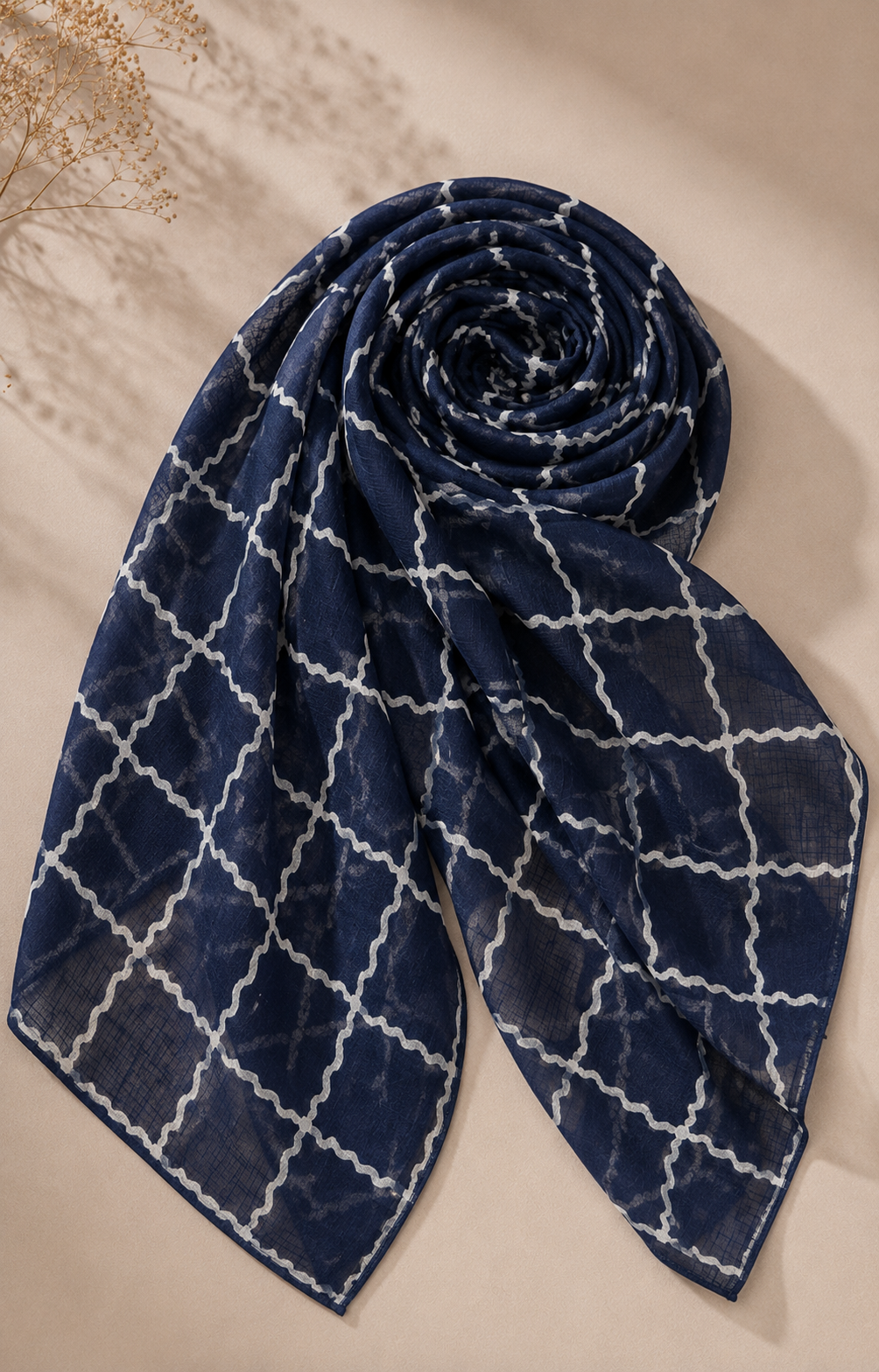 Printed Lawn Hijab - Blue