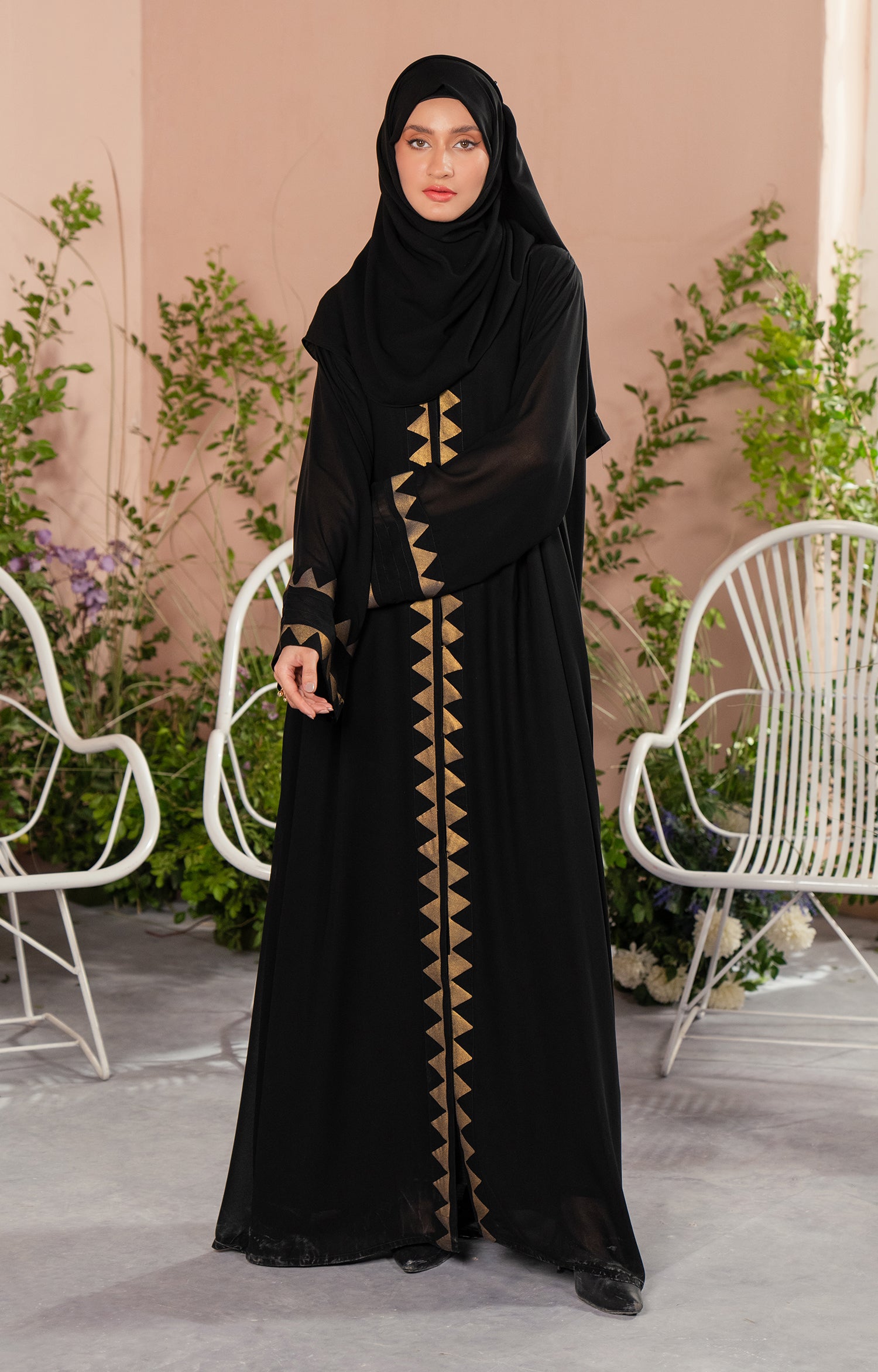 ONYX PEARL FRONT OPEN ABAYA