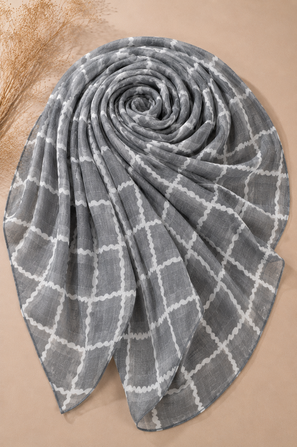 Printed Lawn Hijab - Graphite