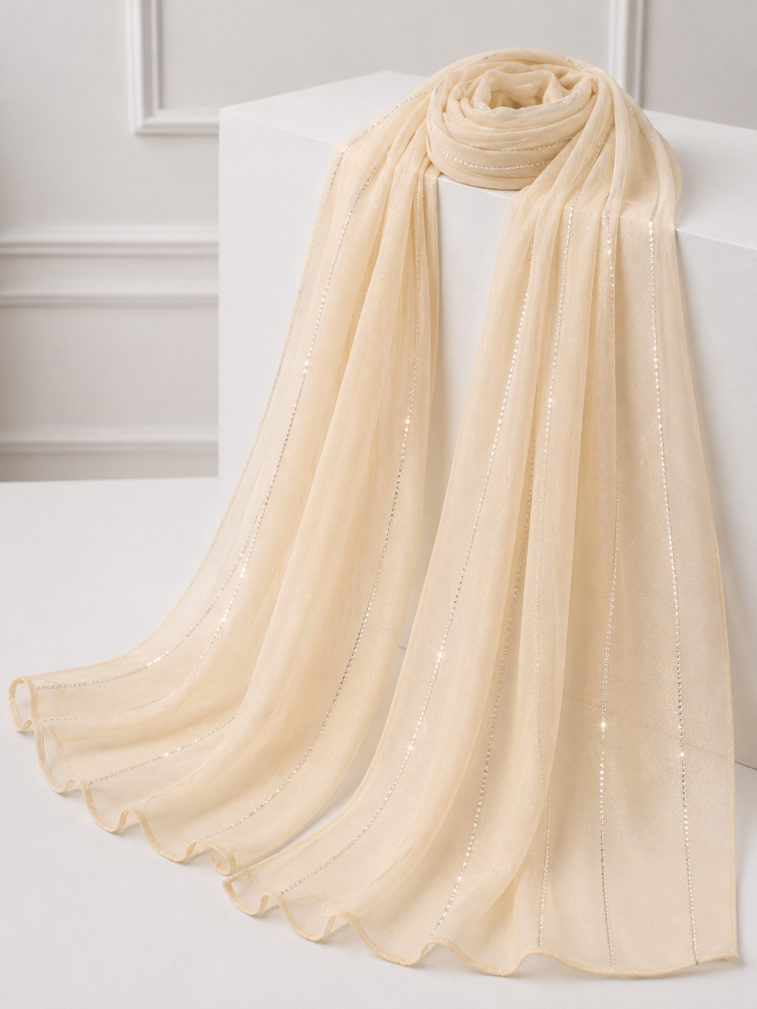 Georgette Ivory Scarf
