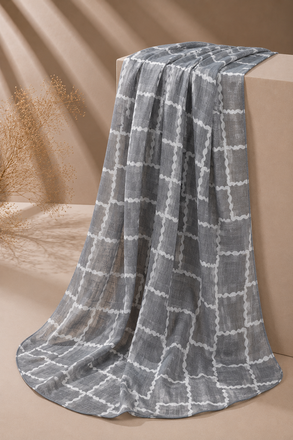 Printed Lawn Hijab - Graphite