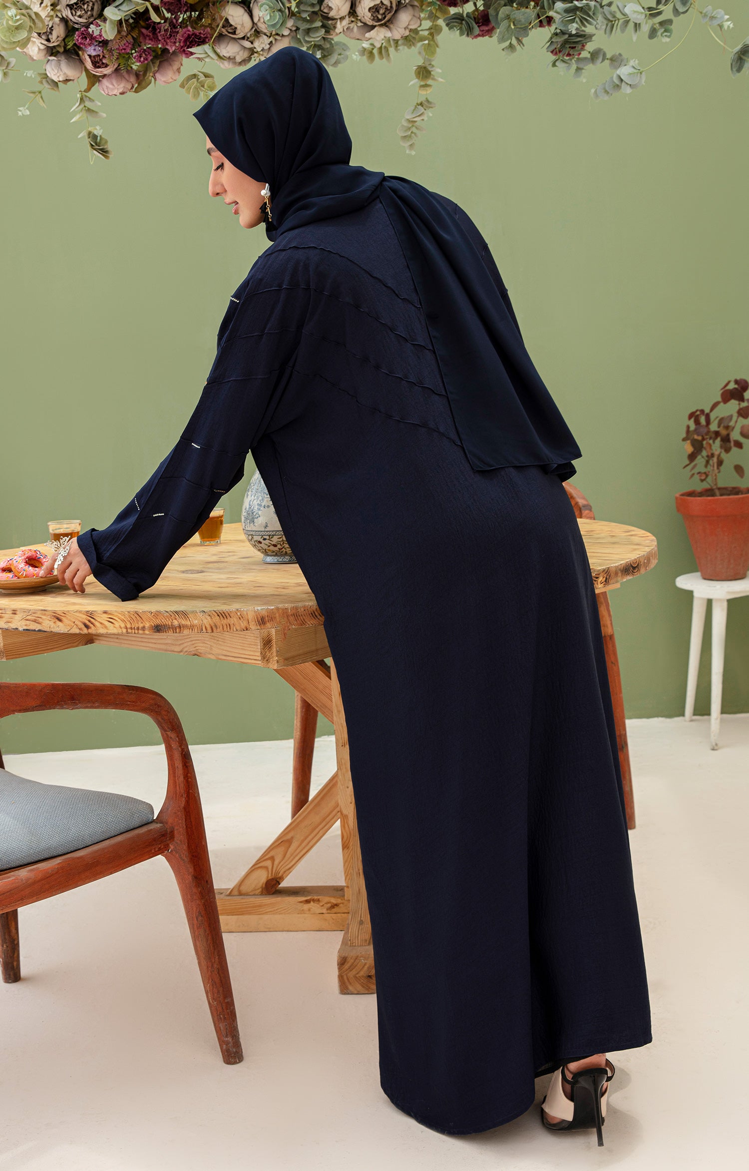 ENORA BLUE FRONT OPEN ABAYA