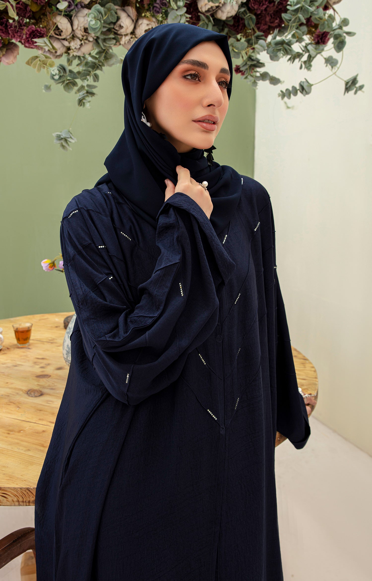 ENORA BLUE FRONT OPEN ABAYA
