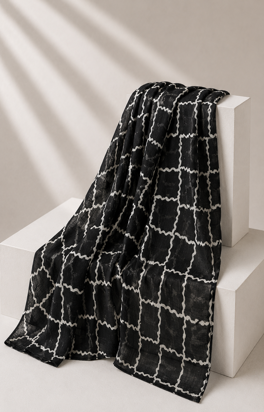 Printed Lawn Hijab - Black