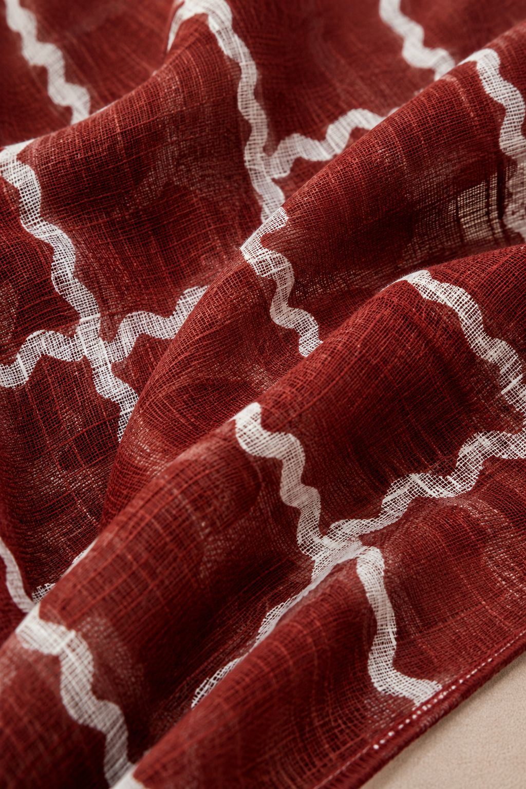 Printed Lawn Hijab - Soft Red