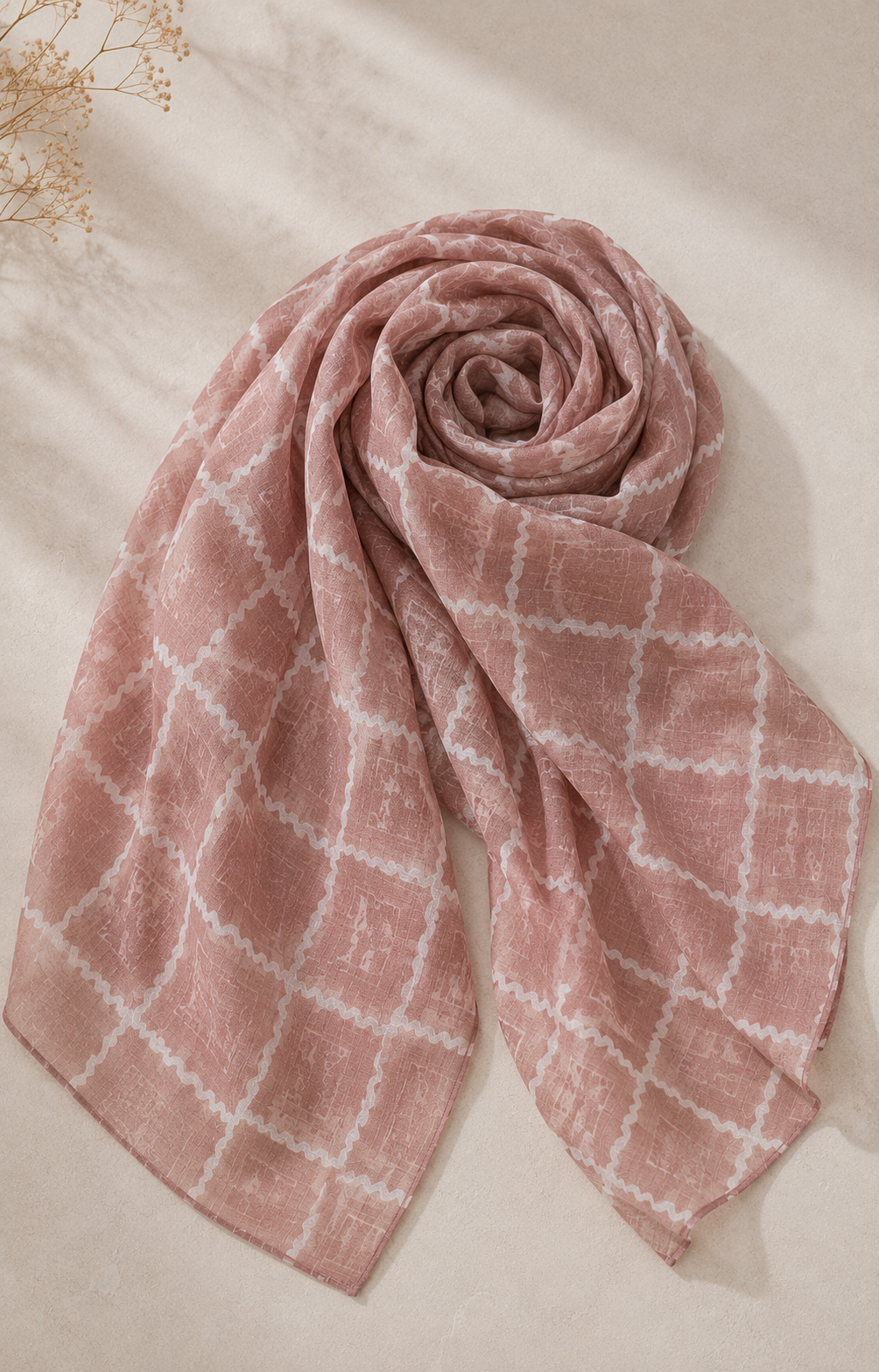 Printed Lawn Hijab - Pink
