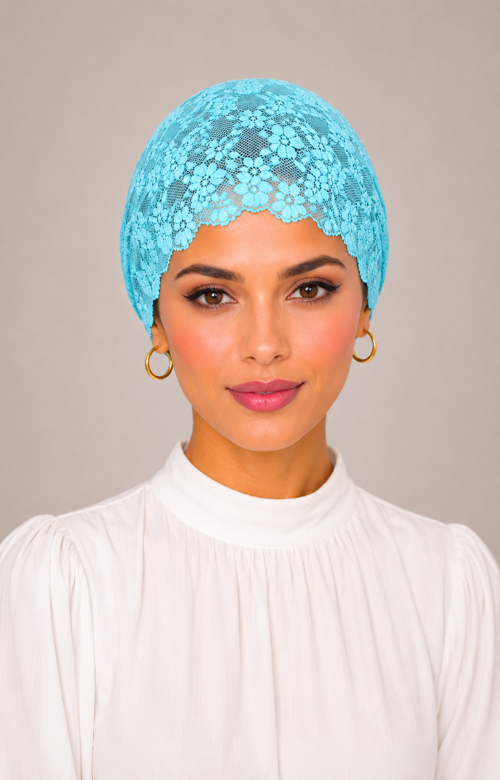 Net Tube Underscarf - Aqua