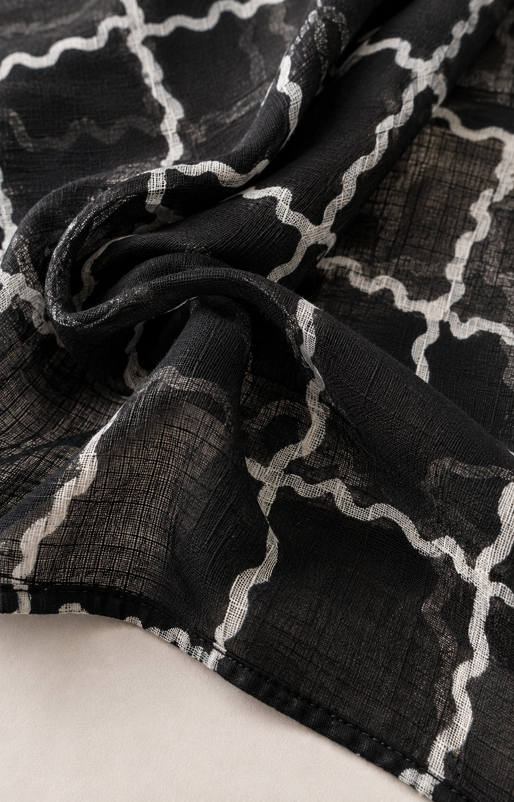 Printed Lawn Hijab - Black