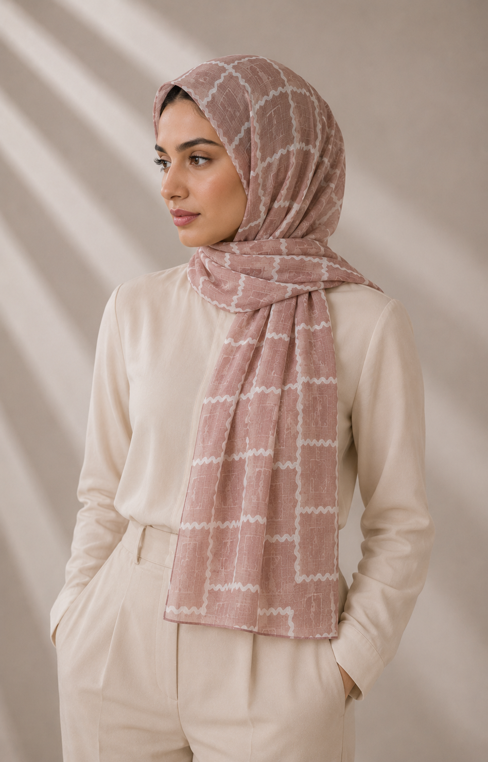 Printed Lawn Hijab - Pink
