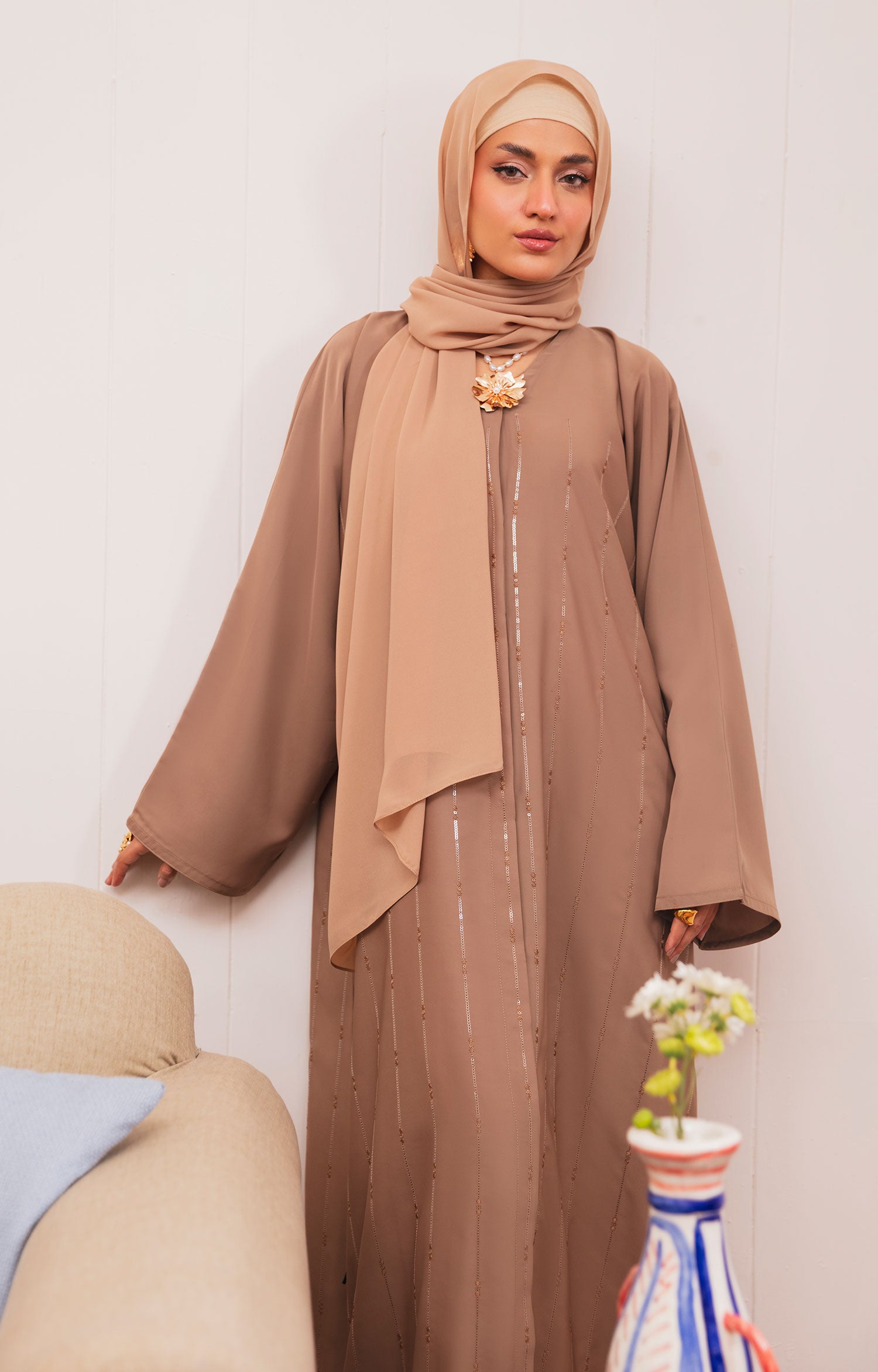 CELESTE PERLE FRONT OPEN ABAYA