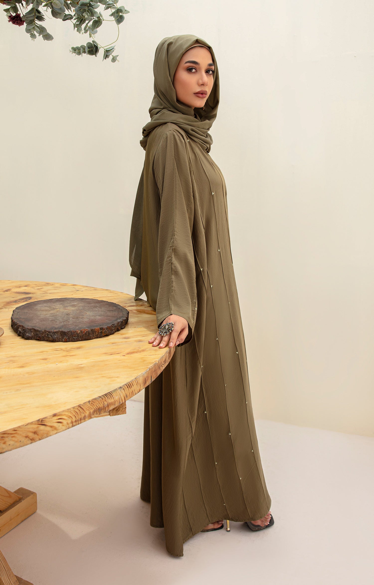 OLIVE IRENE FRONT OPEN ABAYA