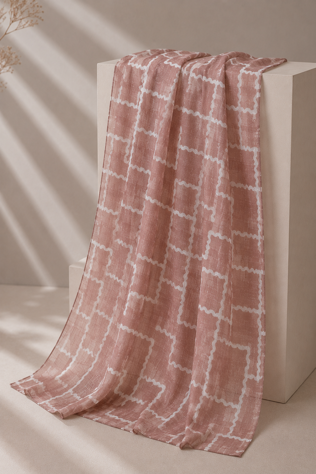 Printed Lawn Hijab - Pink