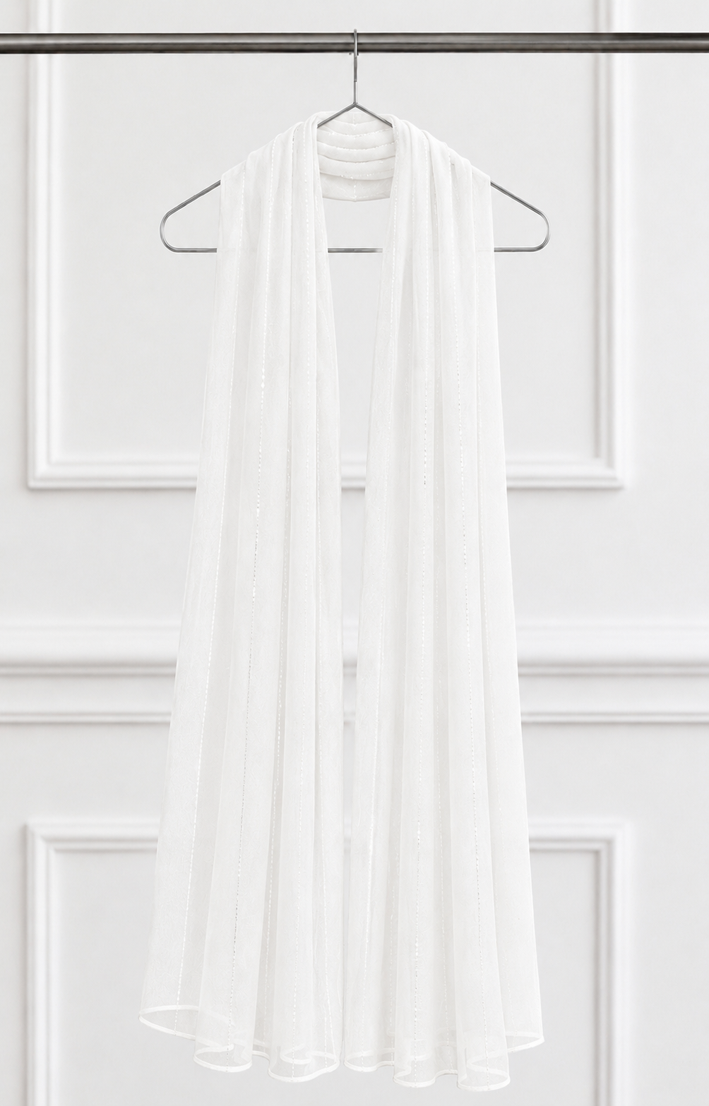 Georgette Pearl White Scarf