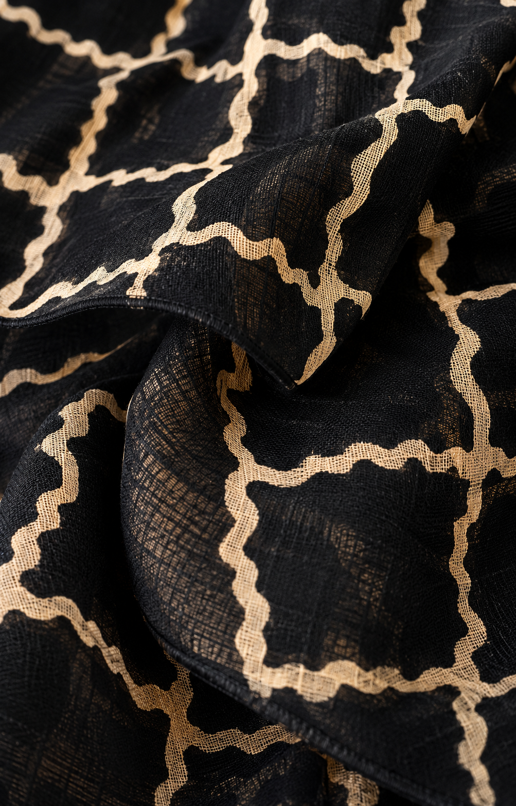 Printed Lawn Hijab - Black Gold