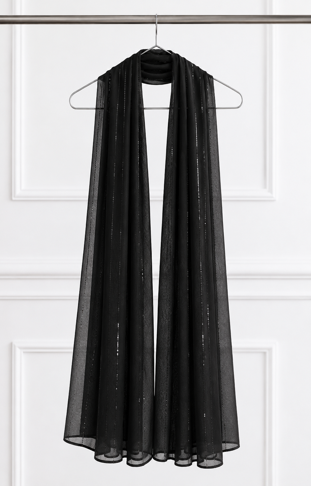 Georgette Pitch Black Scarf