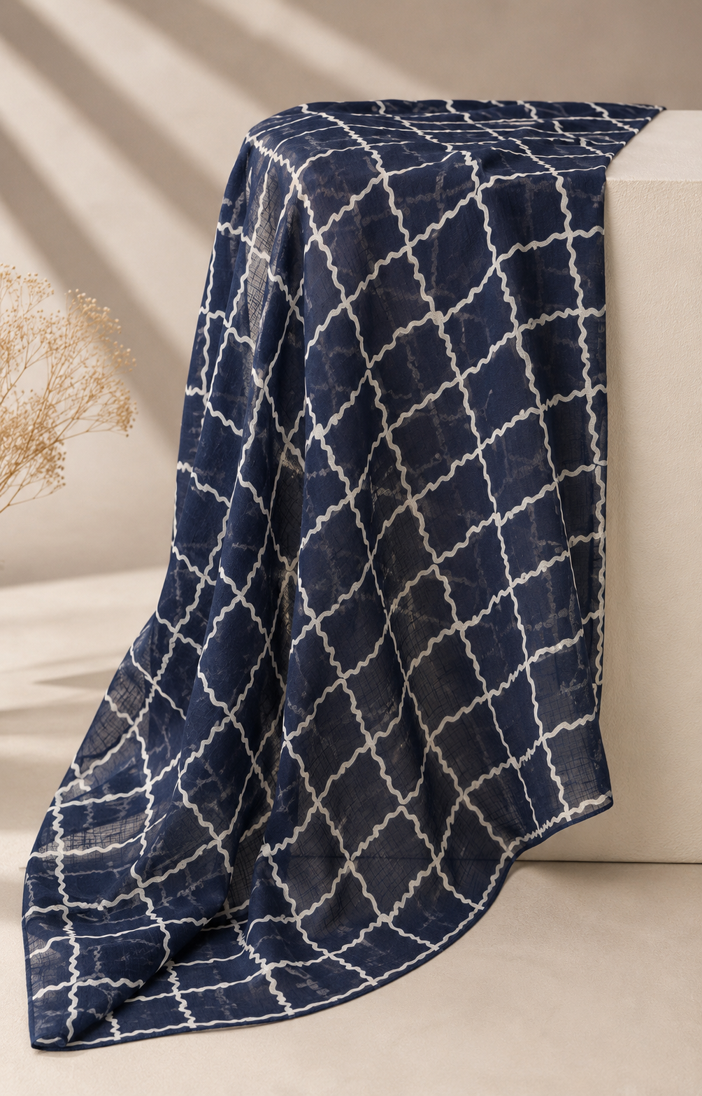 Printed Lawn Hijab - Blue