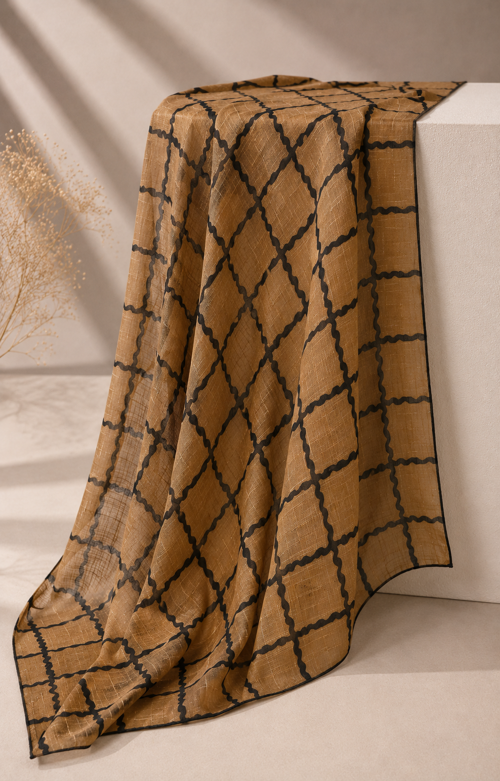 Printed Lawn Hijab - Camel