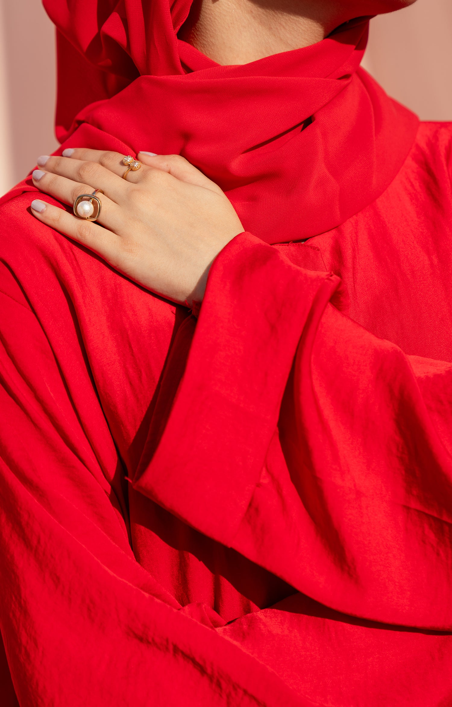 RED BLUSH FRONT OPEN ABAYA