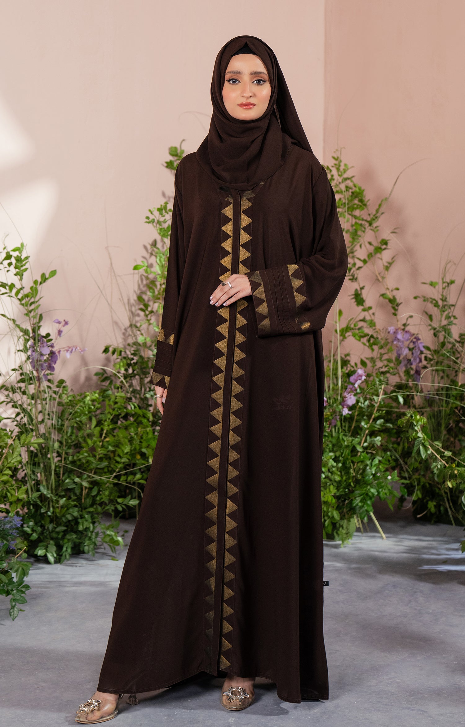 BROWN ROUGE FRONT OPEN ABAYA