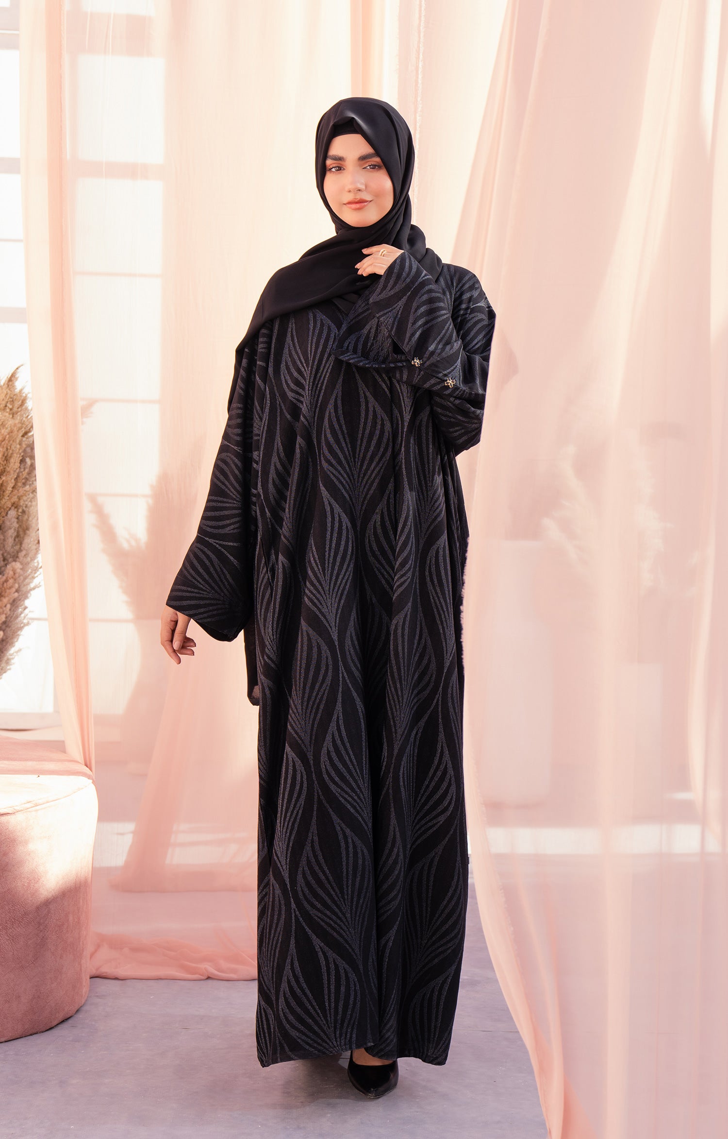 KAYLEN BLACK FRONT OPEN ABAYA