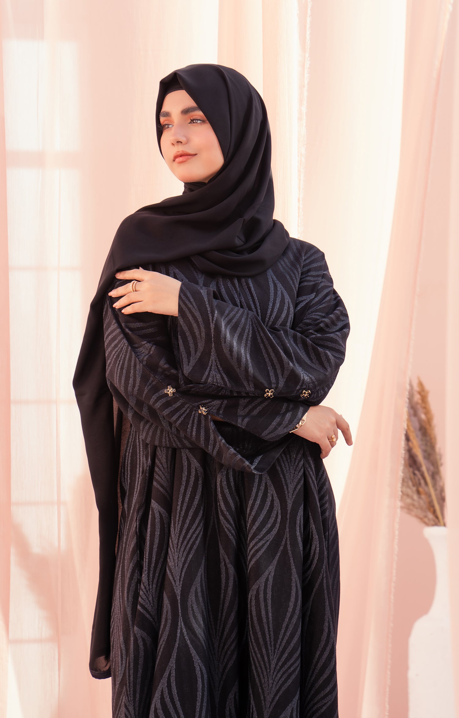 KAYLEN BLACK FRONT OPEN ABAYA