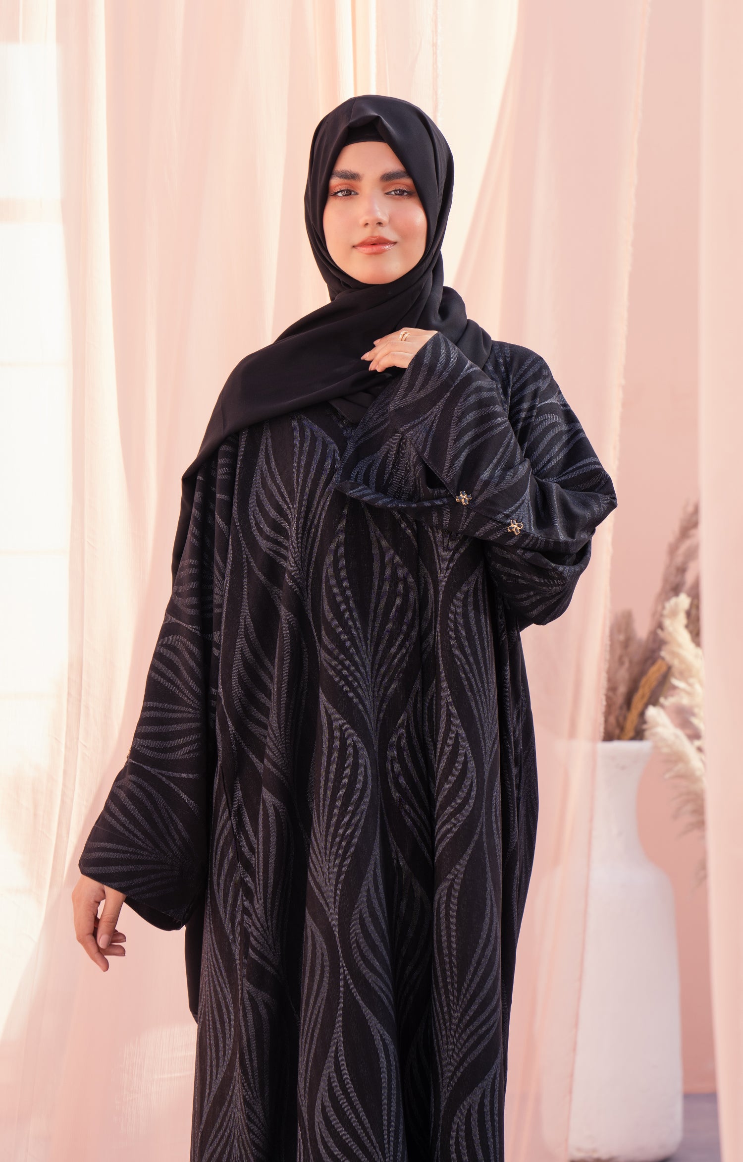 KAYLEN BLACK FRONT OPEN ABAYA