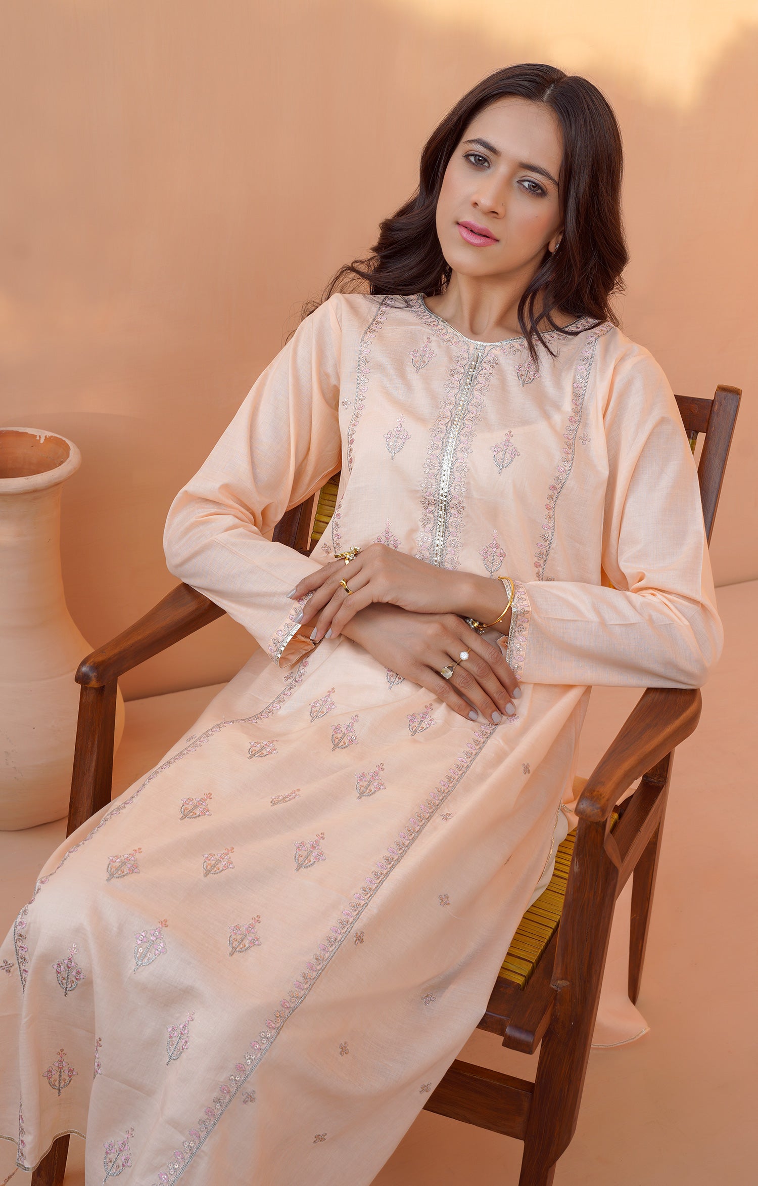 PEACH MELBA - EMBROIDERED SHIRT