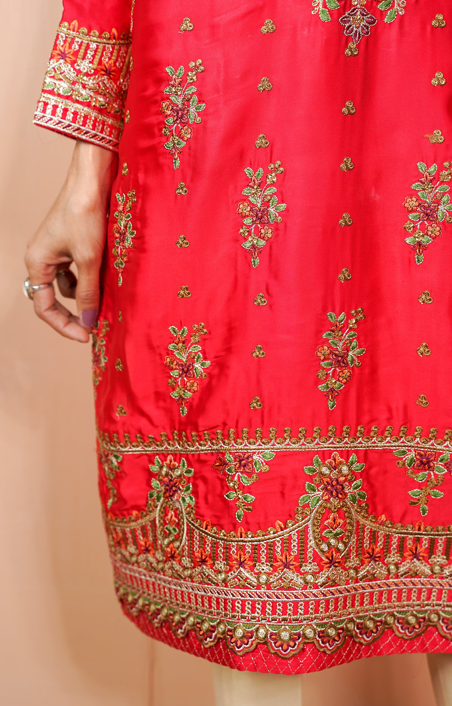 CARMINE RED - EMBROIDERED SHIRT