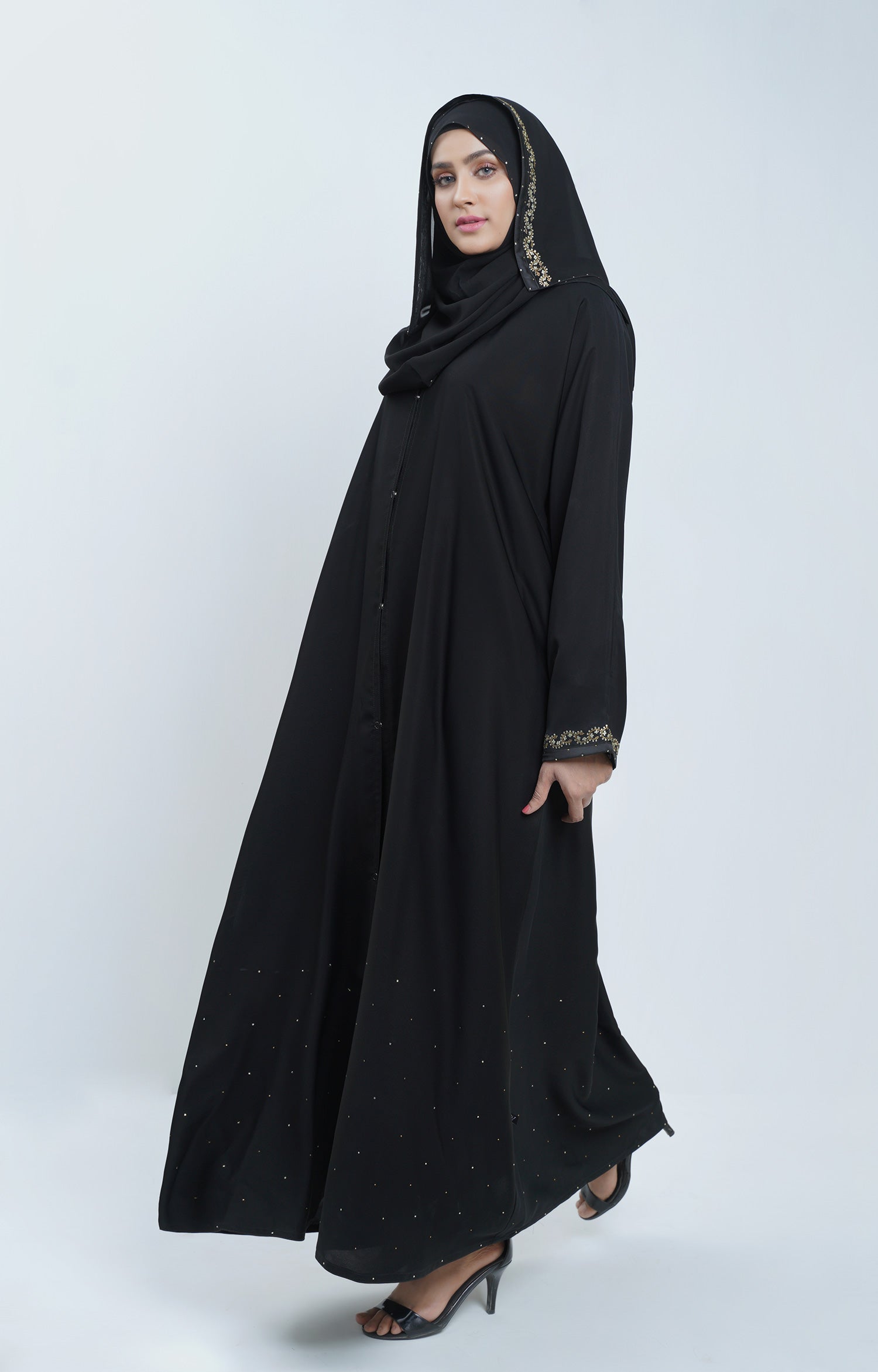 Premium Black Swarovski Stone Work Abaya