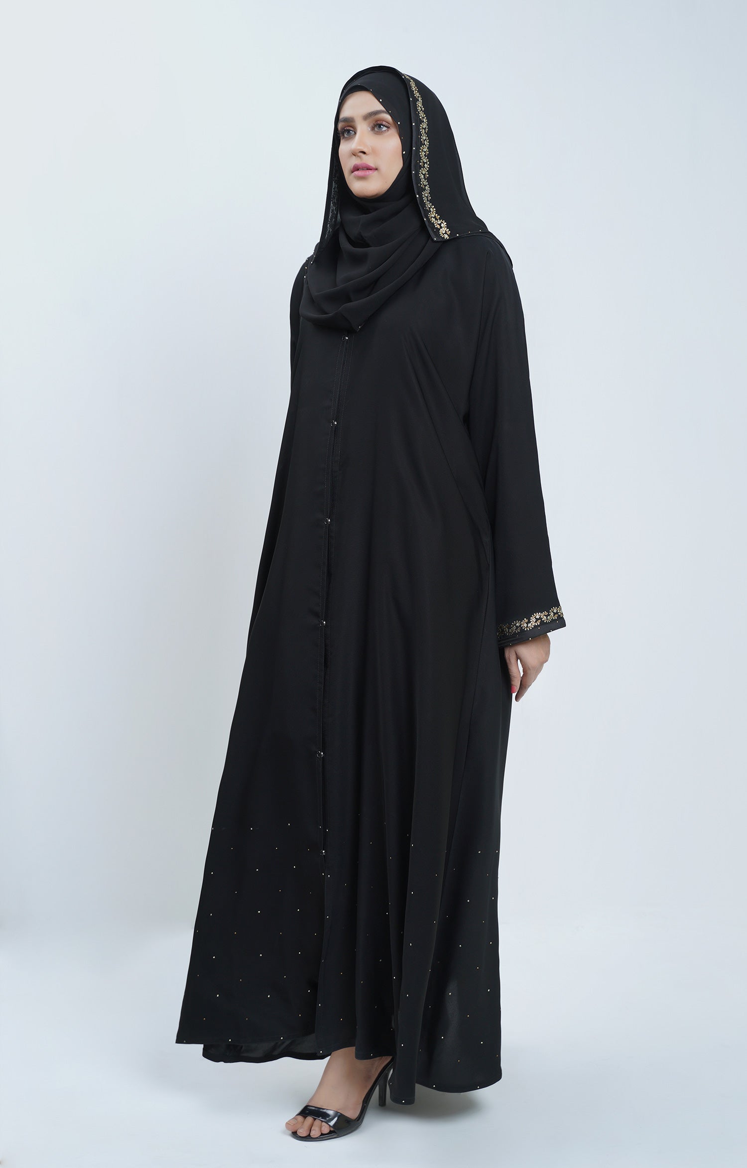 Premium Black Swarovski Stone Work Abaya