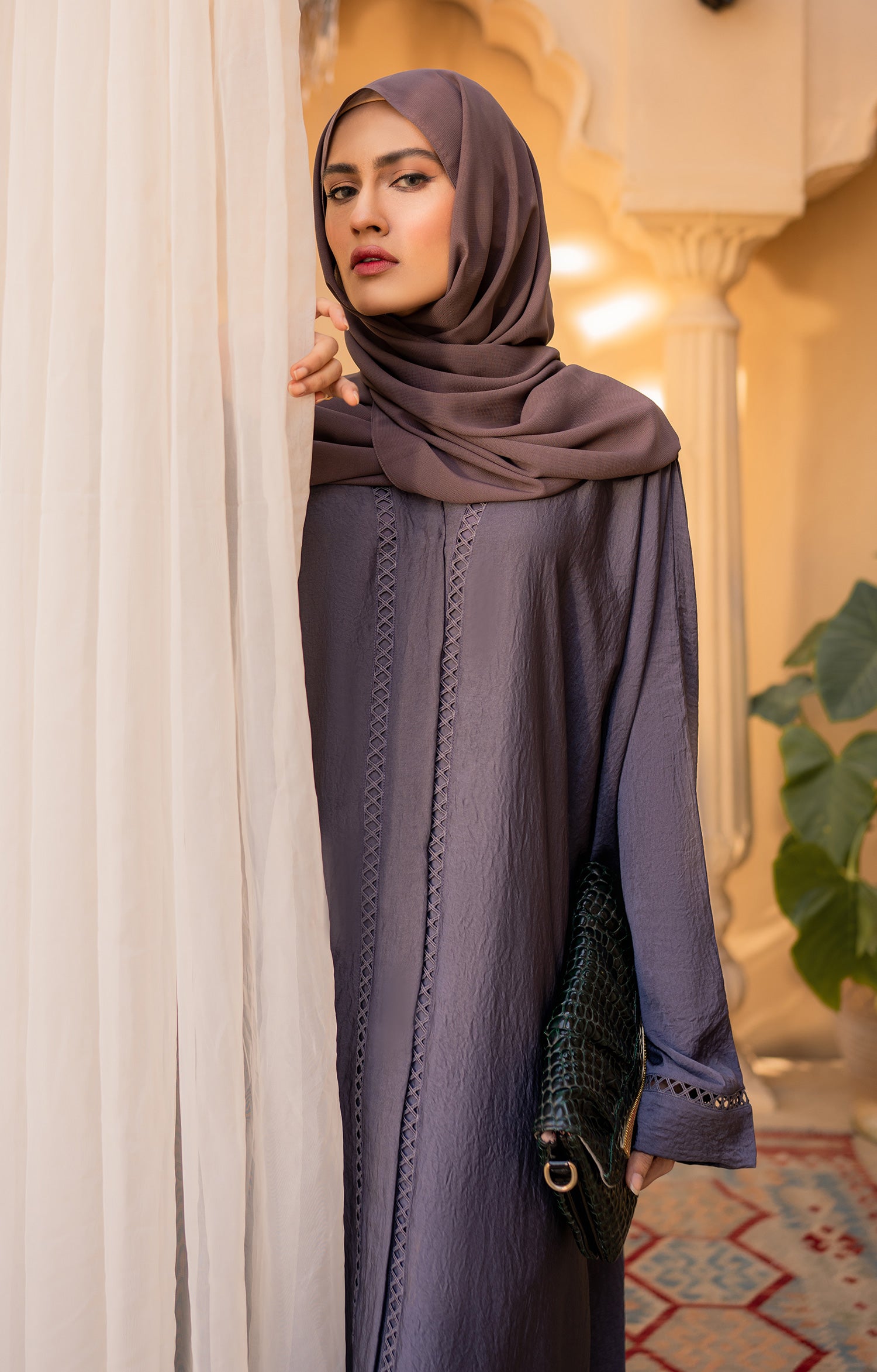 GREY MELATI FRONT OPEN ABAYA