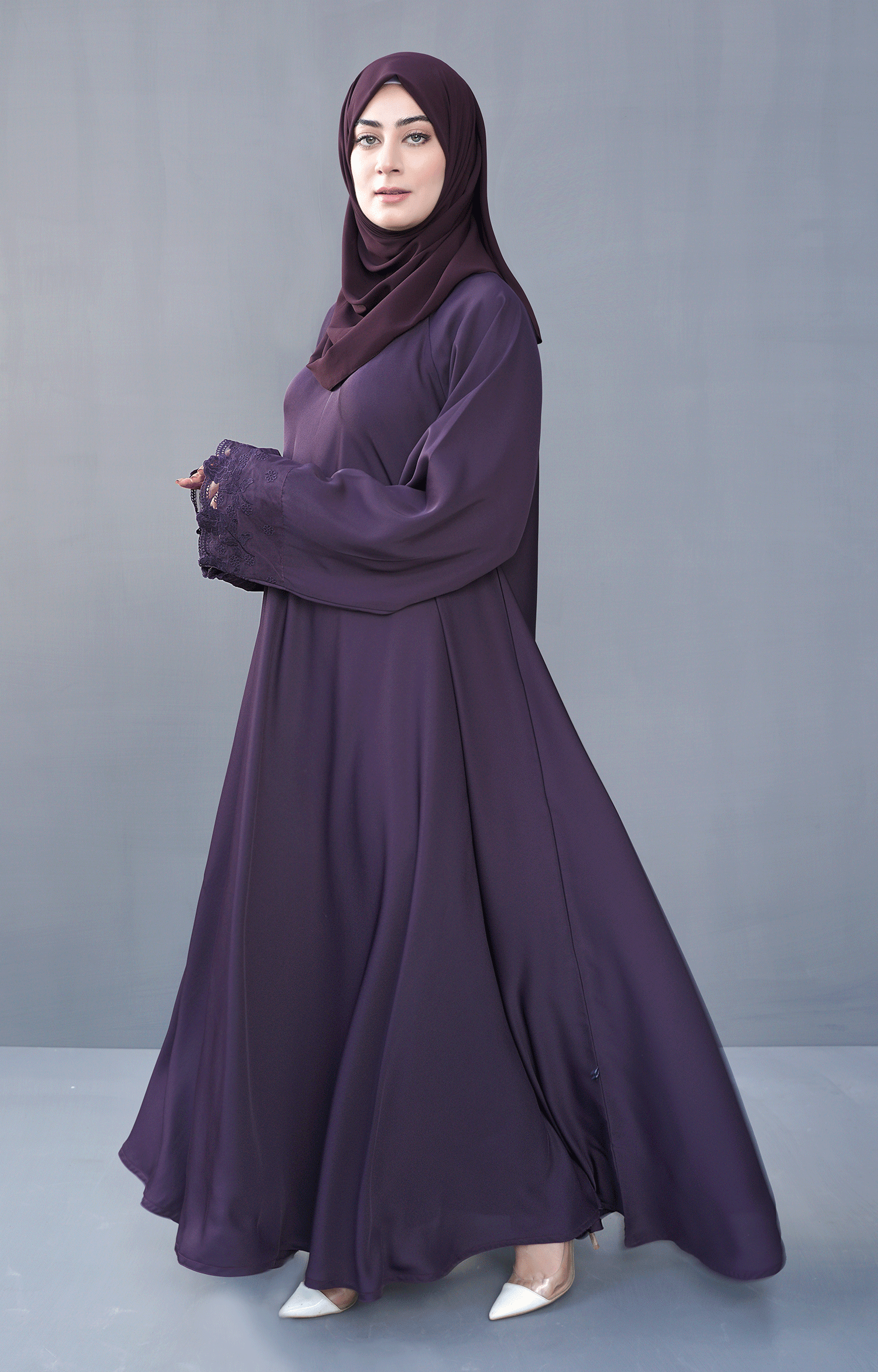 Thistle Purple Front Closed Abaya