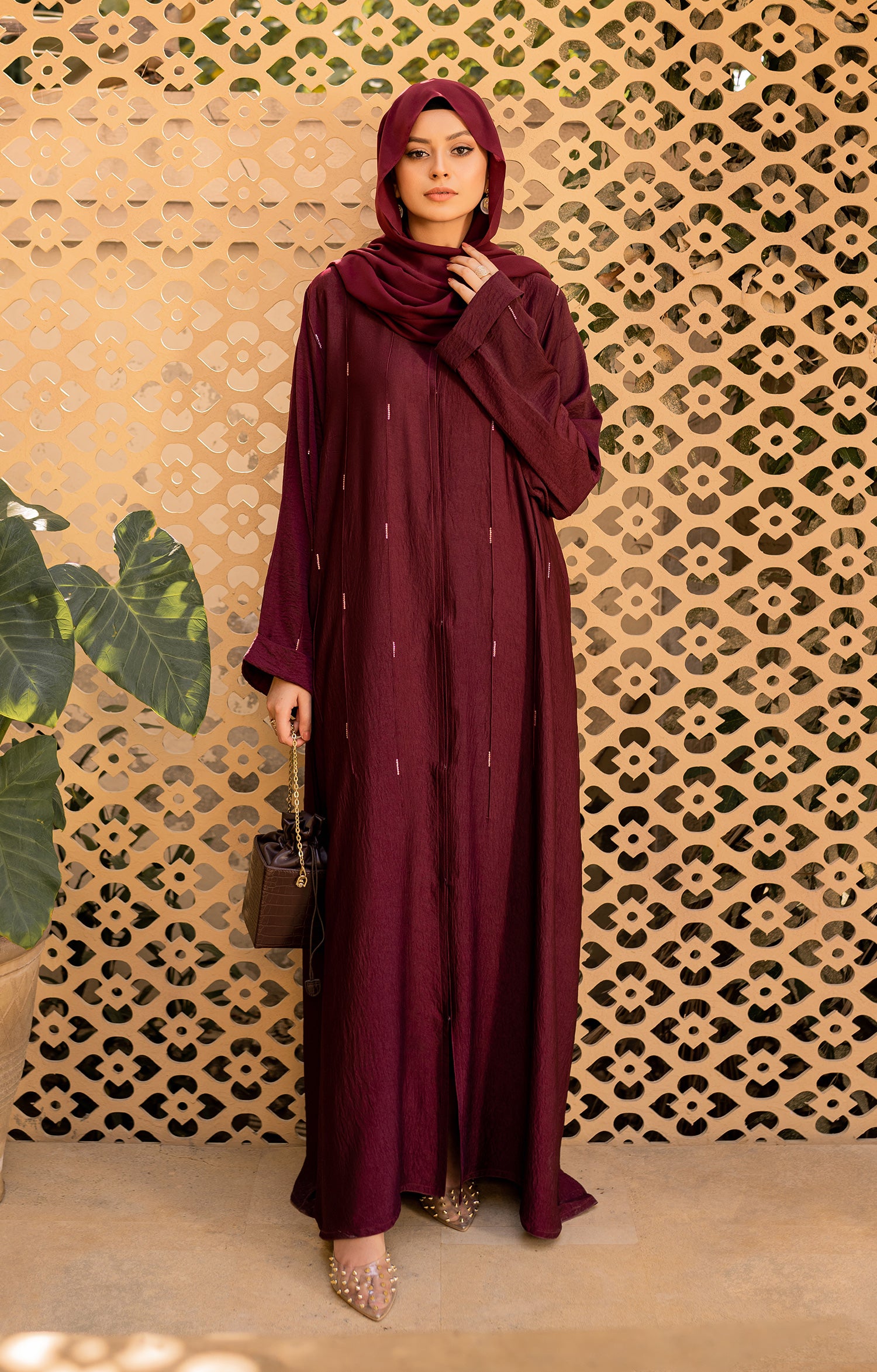 PALASH RUST FRONT OPEN ABAYA