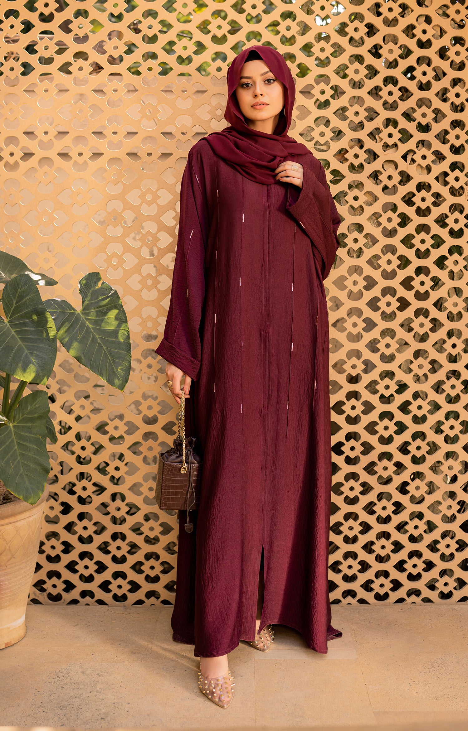 PALASH RUST FRONT OPEN ABAYA