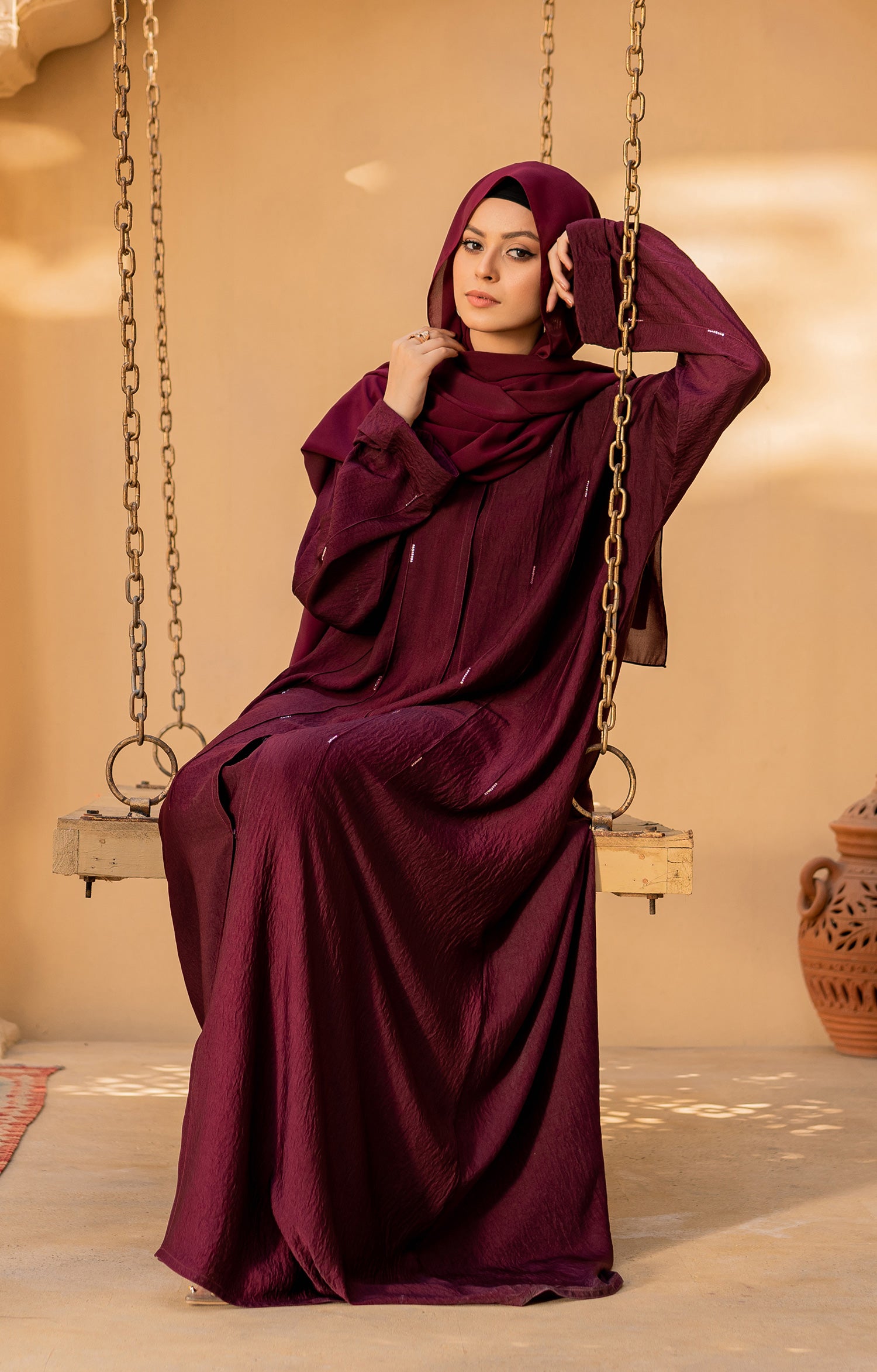 PALASH RUST FRONT OPEN ABAYA