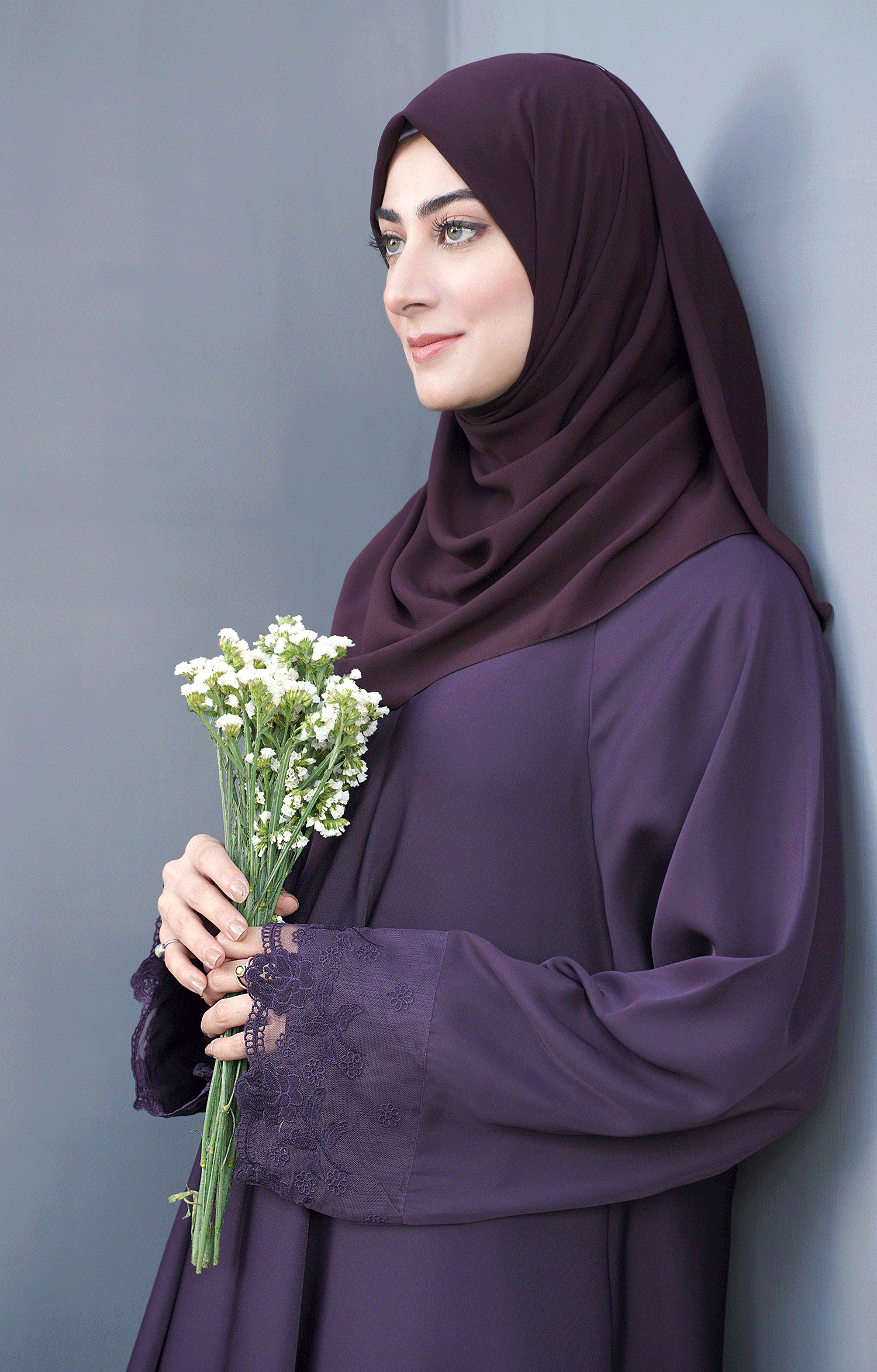 Thistle Purple Front Closed Abaya