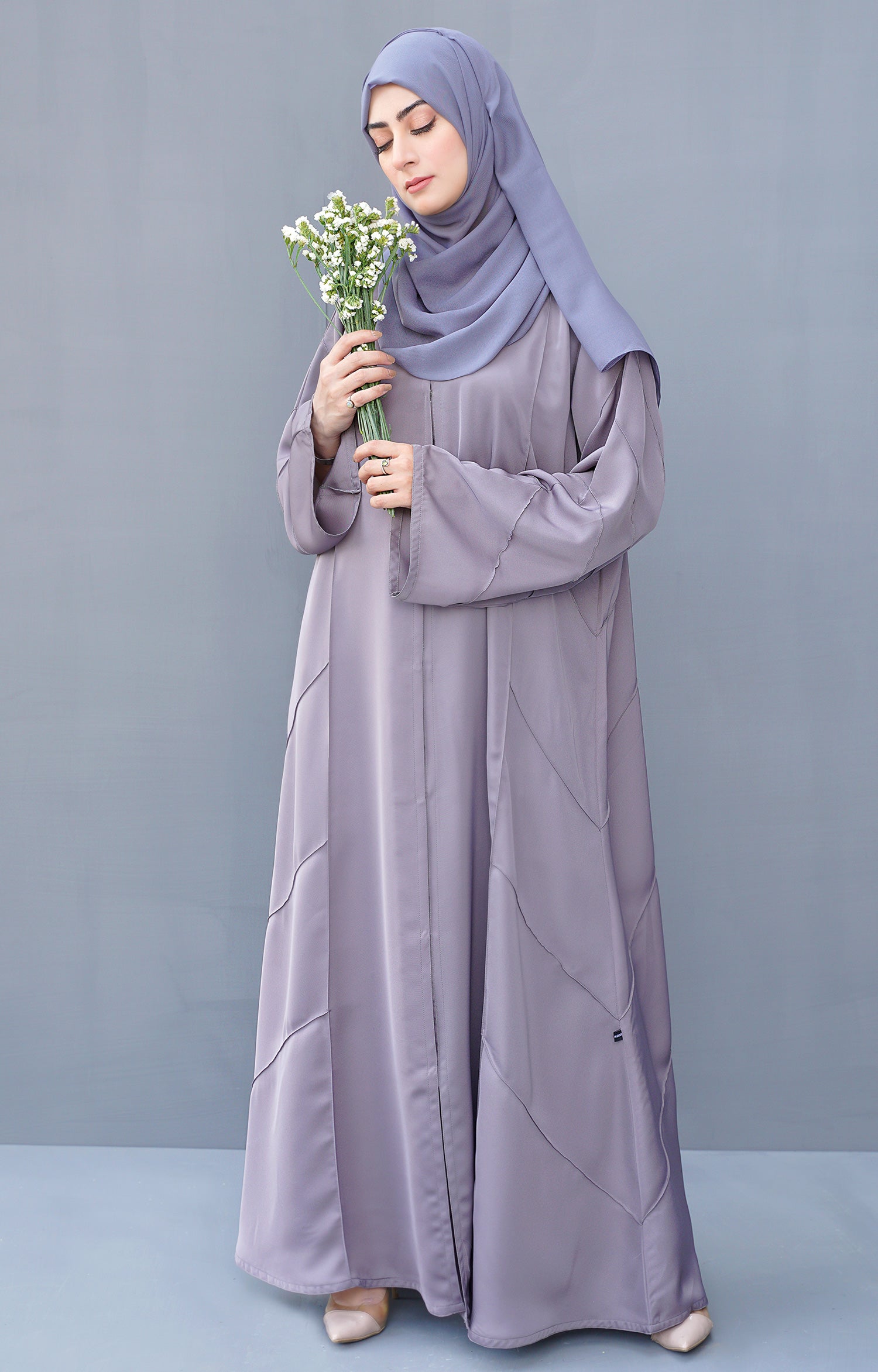 REEM GREY FRONT OPEN ABAYA
