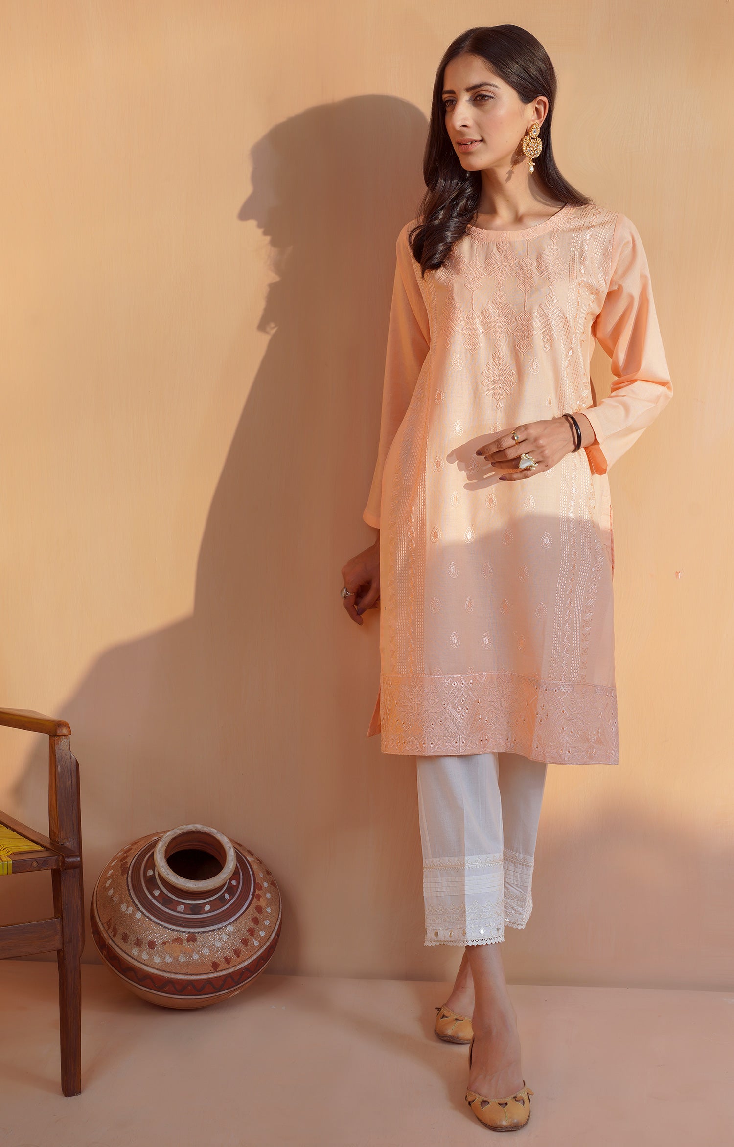 PEACH SAND - EMBROIDERED SHIRT