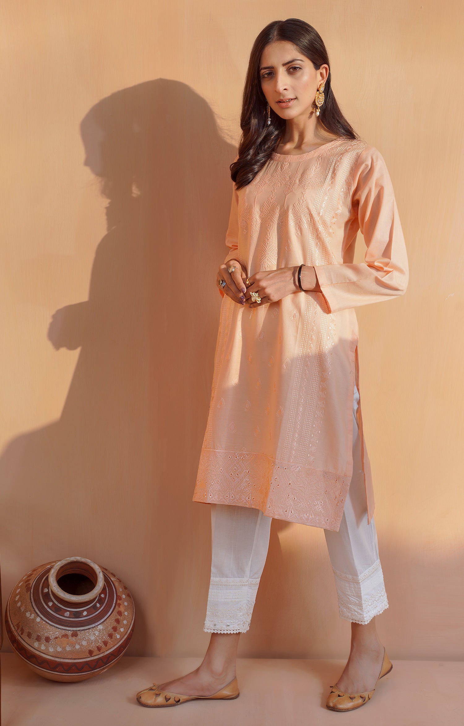 PEACH SAND - EMBROIDERED SHIRT