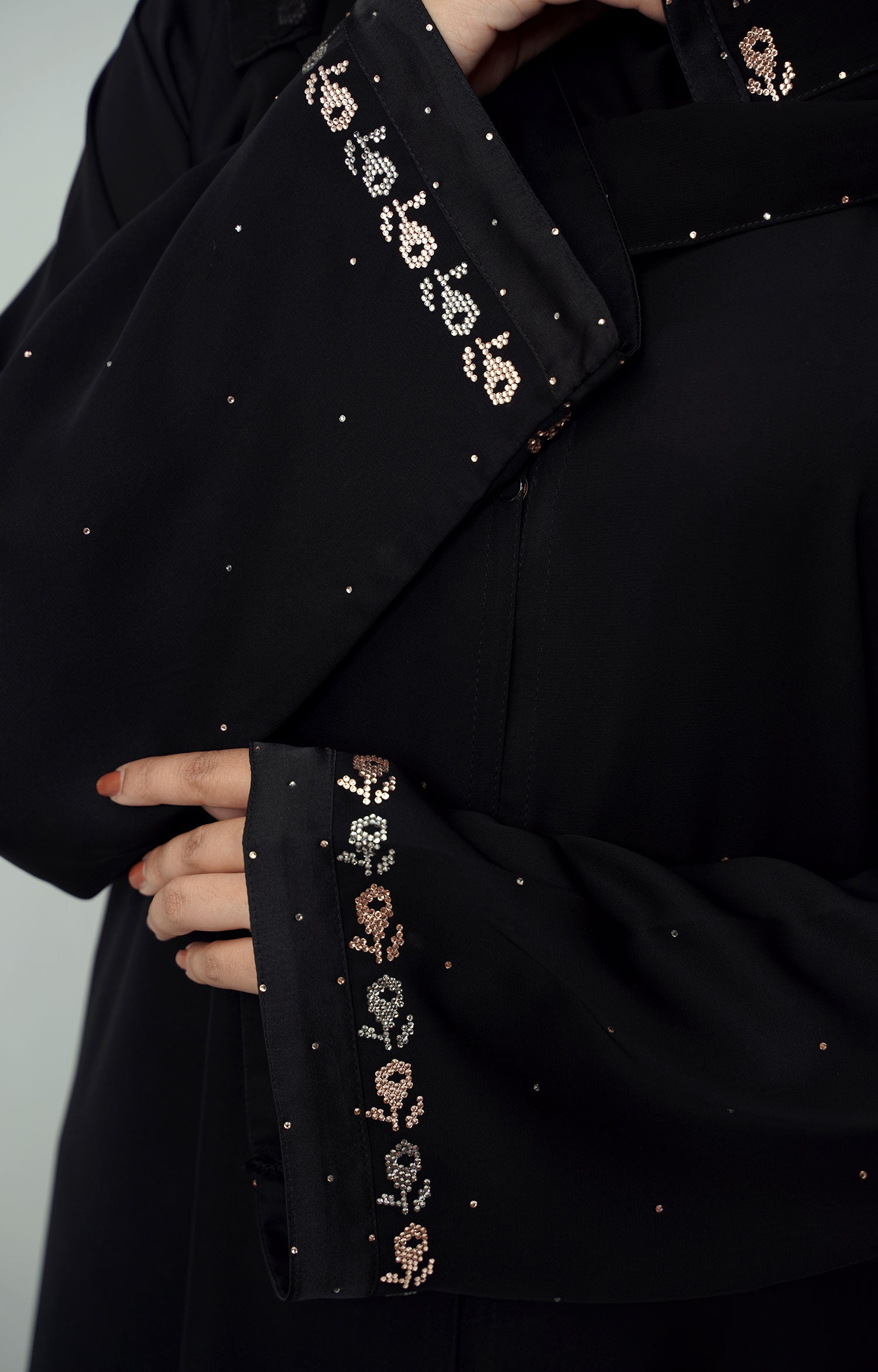BLACK BERRY SWAROVSKI STONE WORK ABAYA