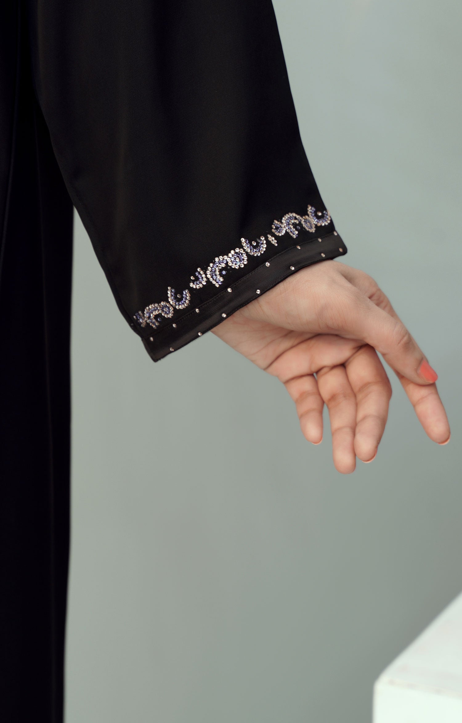 MIDNIGHT BLACK SWAROVSKI STONE WORK ABAYA