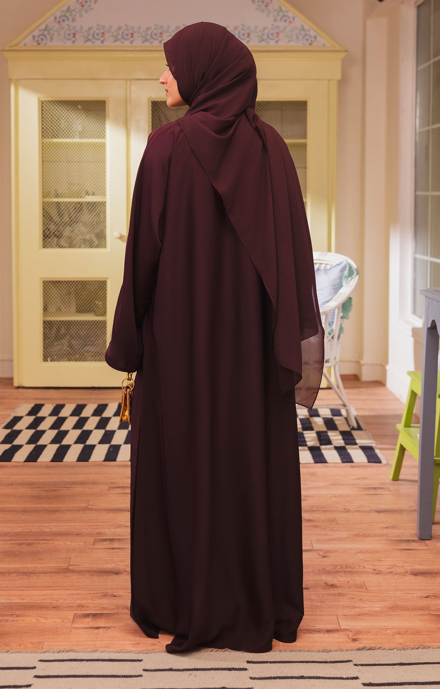 NEDINA PLUM FRONT OPEN ABAYA