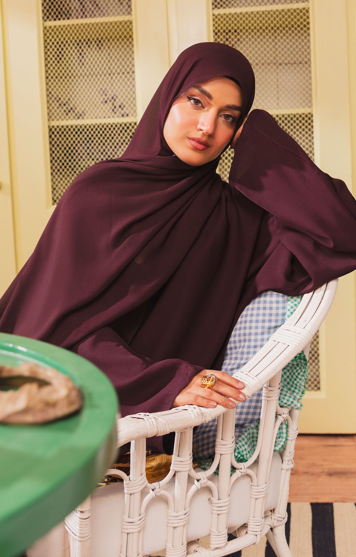 NEDINA PLUM FRONT OPEN ABAYA