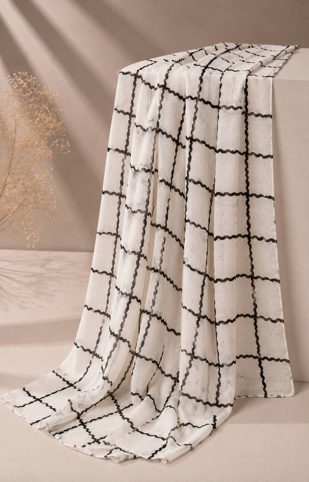 Printed Lawn Hijab - White